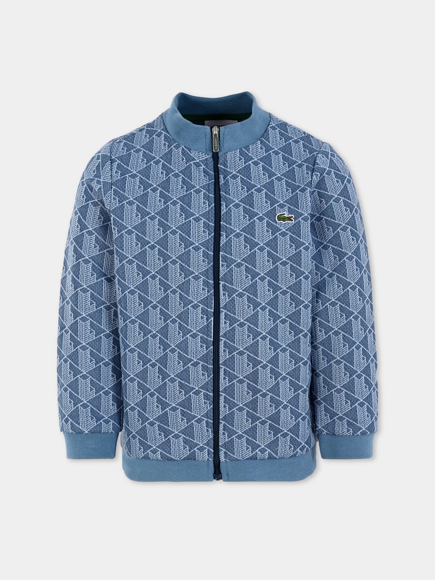 Felpa azzurra per bambini con logo all over,Lacoste,SJ1233 HGI