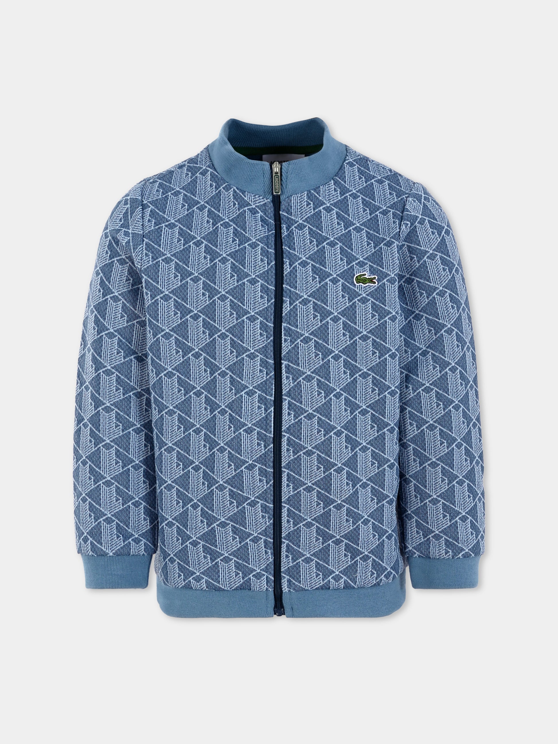 Felpa azzurra per bambini con logo all over,Lacoste,SJ1233 HGI