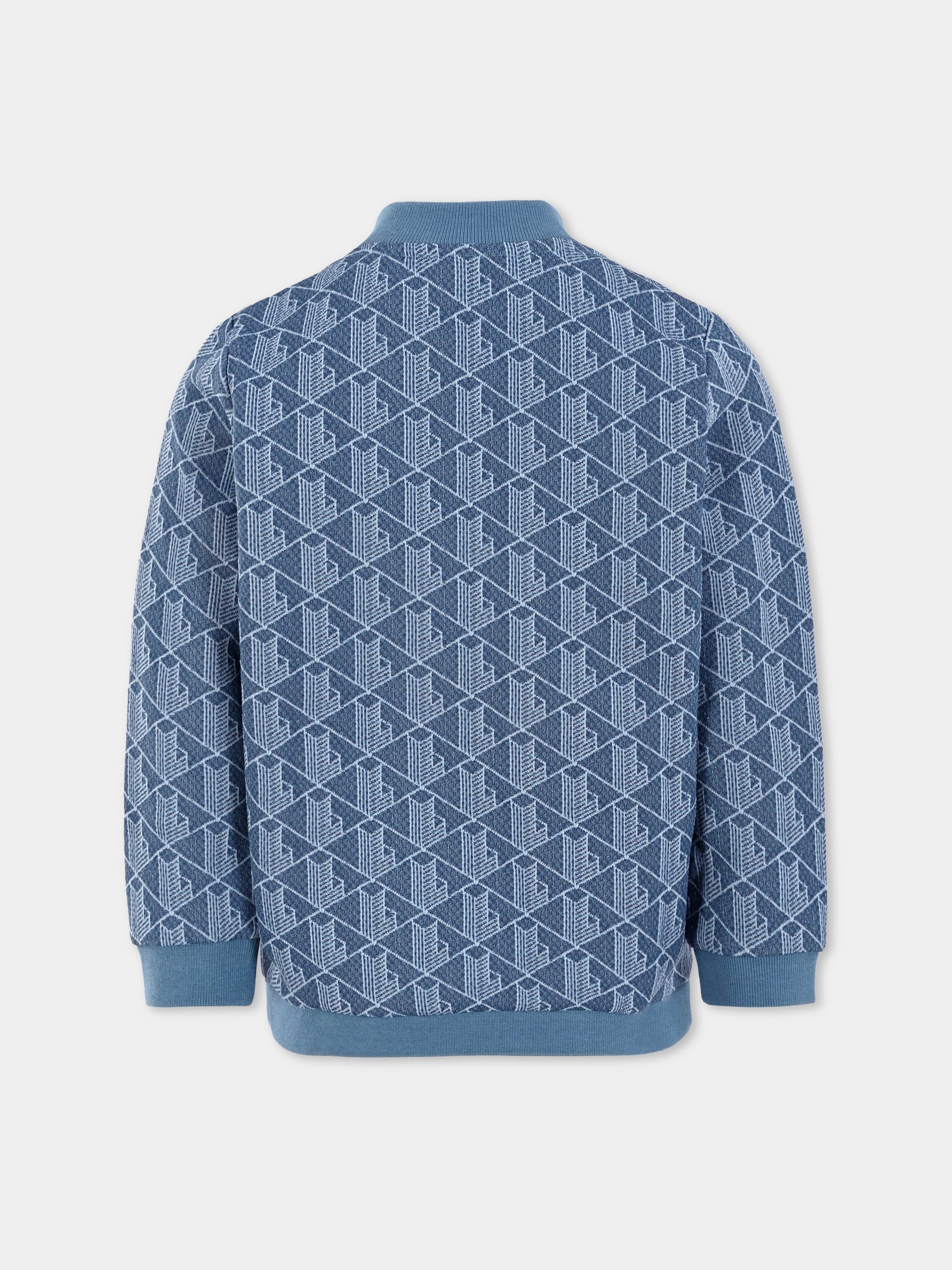 Felpa azzurra per bambini con logo all over,Lacoste,SJ1233 HGI