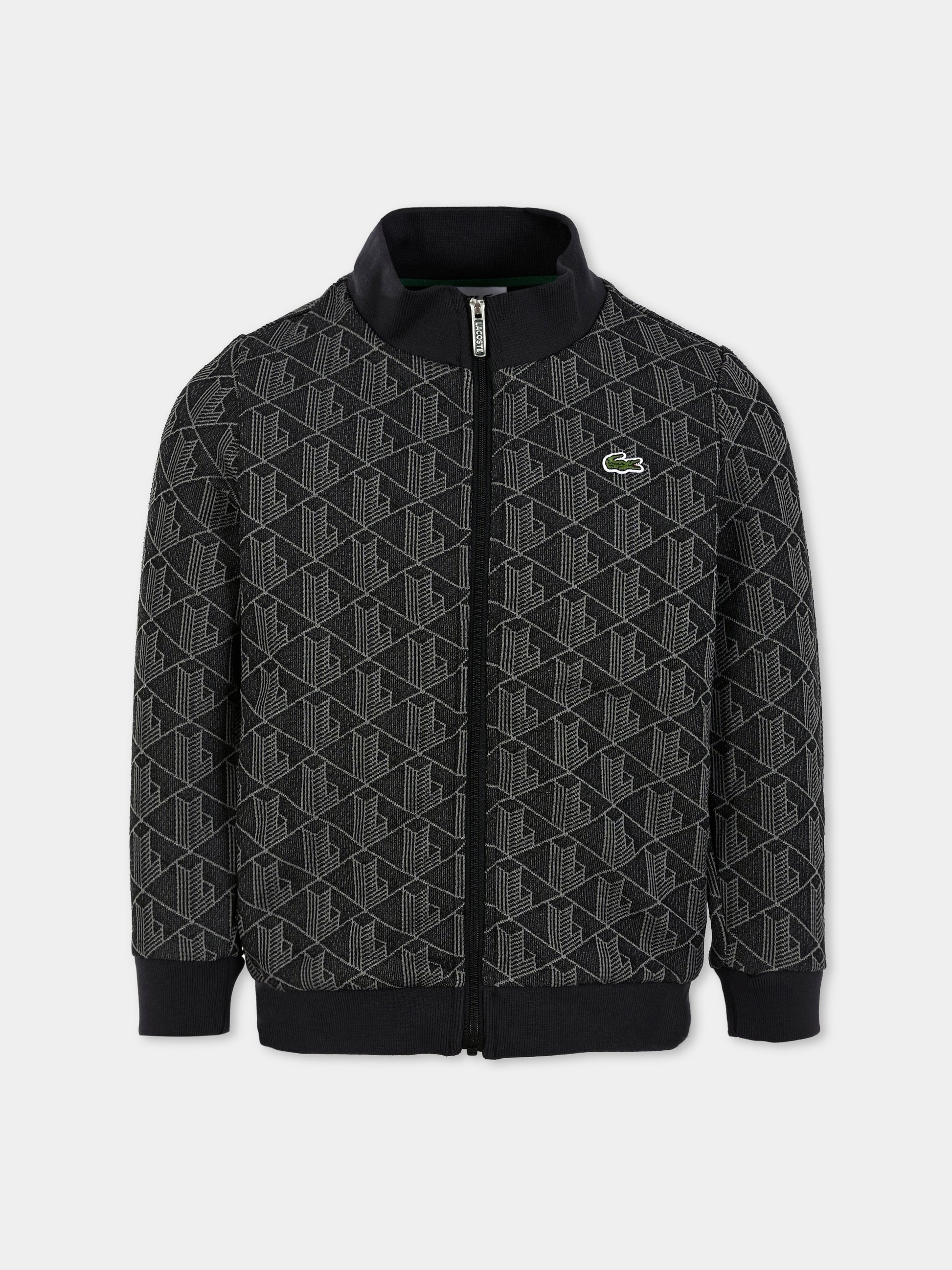 Felpa nera per bambini con logo all over,Lacoste,SJ1233 4PC