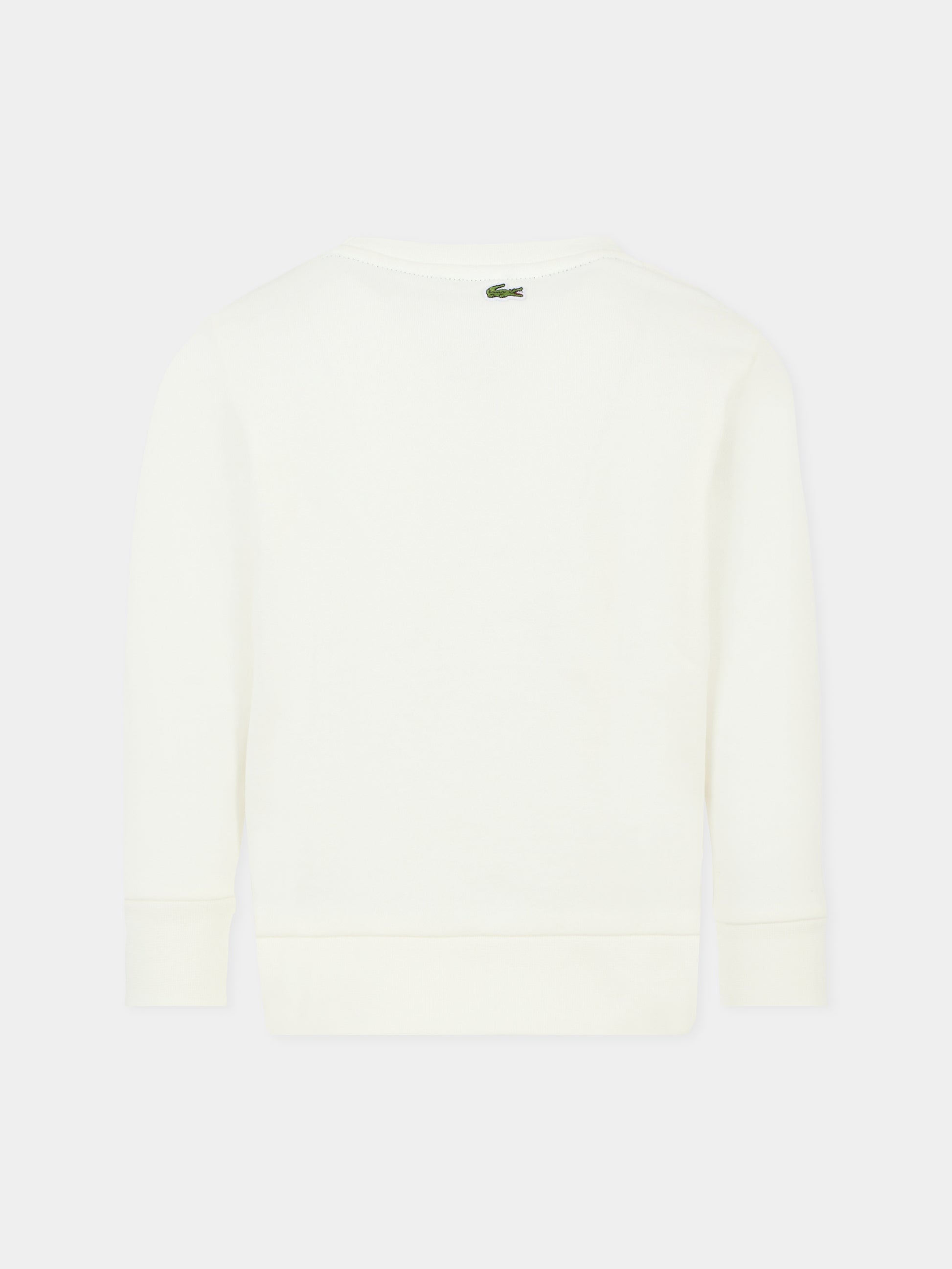 Felpa bianca per bambini con logo e coccodrillo,Lacoste,SJ3005 70V