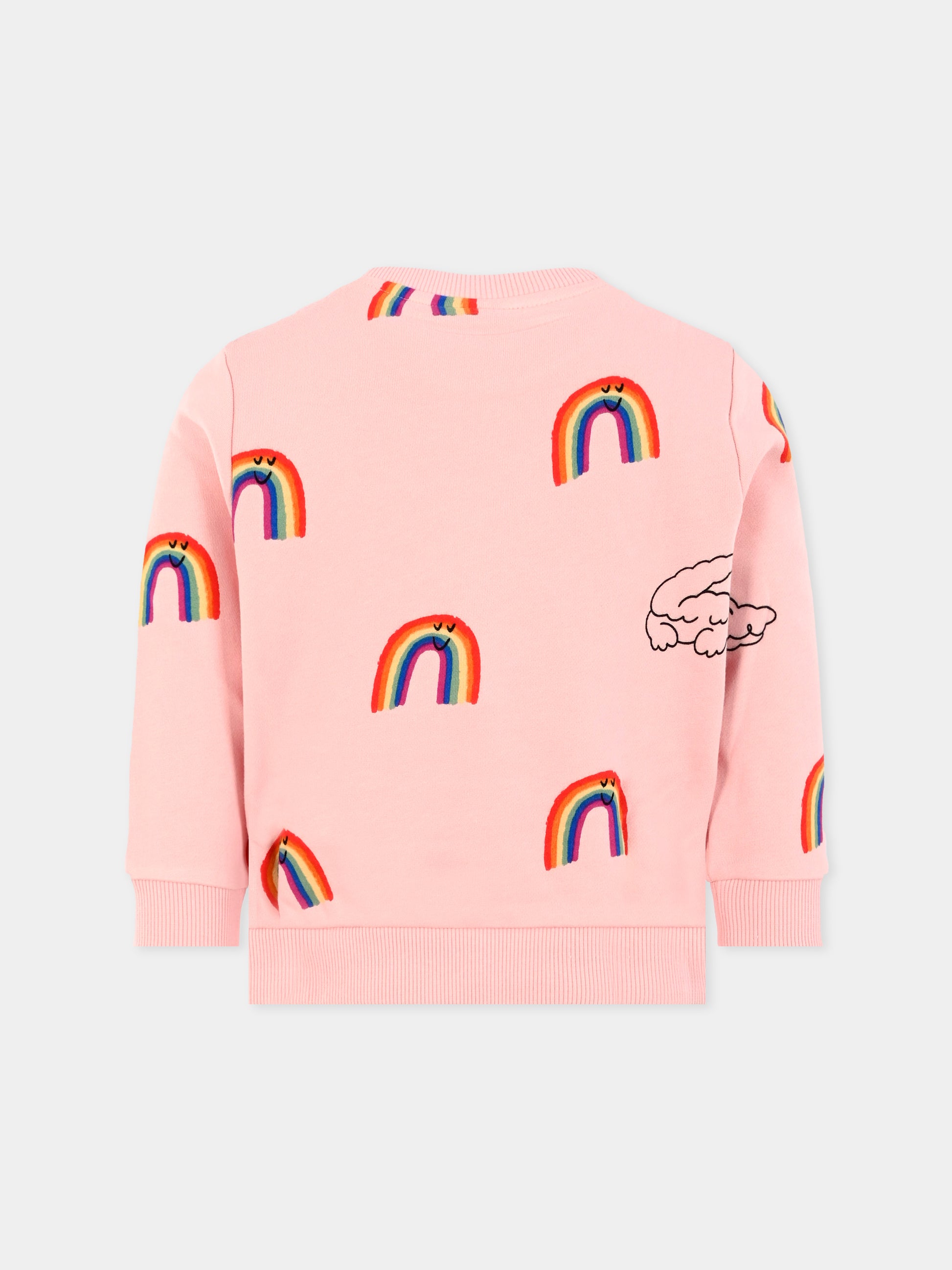 Felpa rosa per bambina con arcobaleno all over,Lacoste,SJ8433 WIR