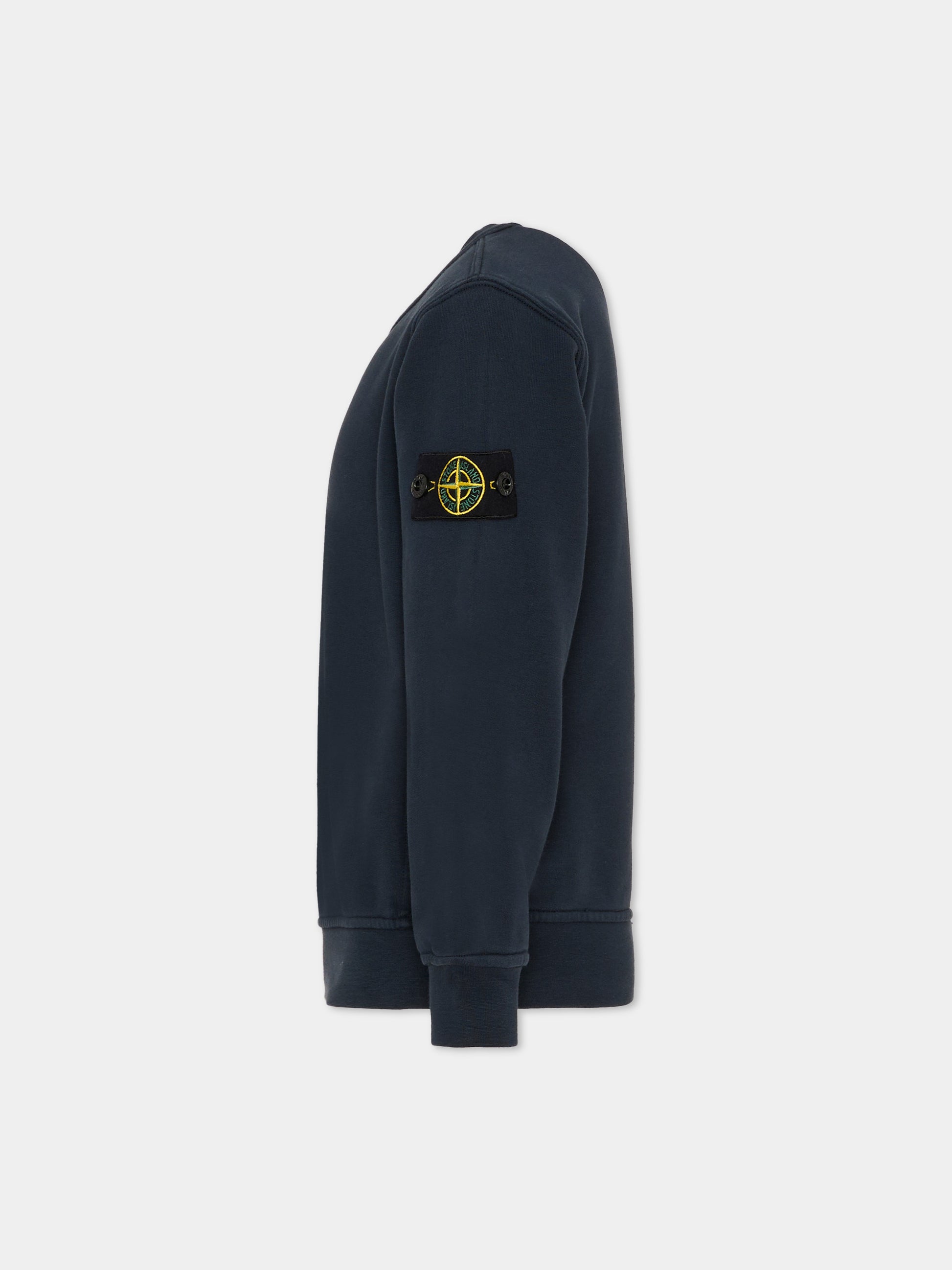 Felpa blu per bambino con bussola,Stone Island Junior,L1S16 6100005 S0040 - V0020