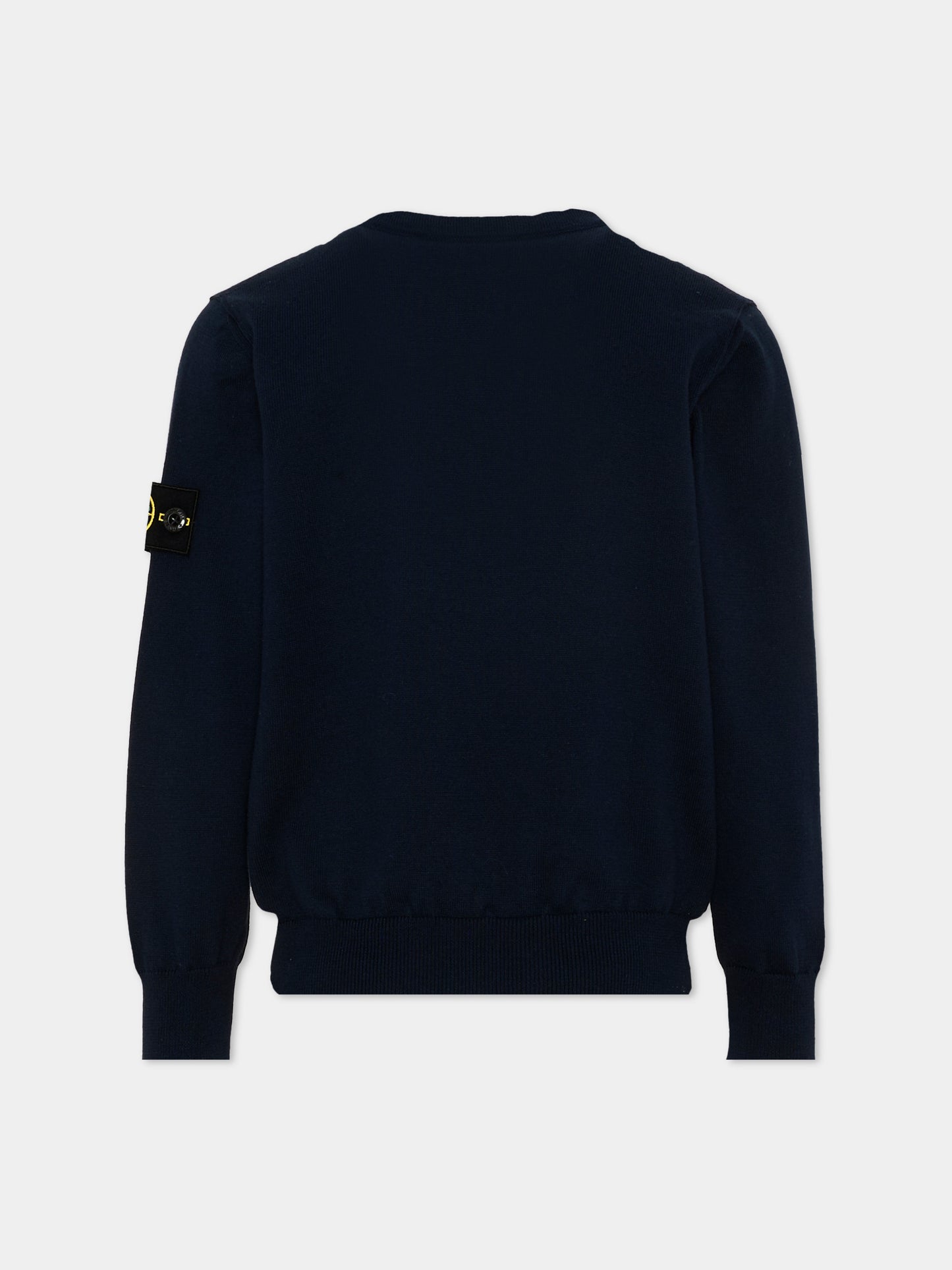 Cardigan blu per bambini con Compass Patch,Stone Island Junior,L1S16 5100003 S00B2 - V0020