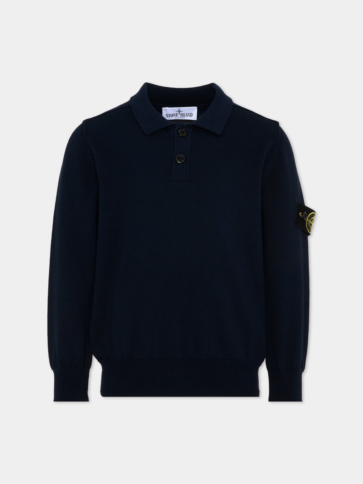 Polo blu per bambino con Compass Patch,Stone Island Junior,L1S16 5100008 S00B2 - V0020