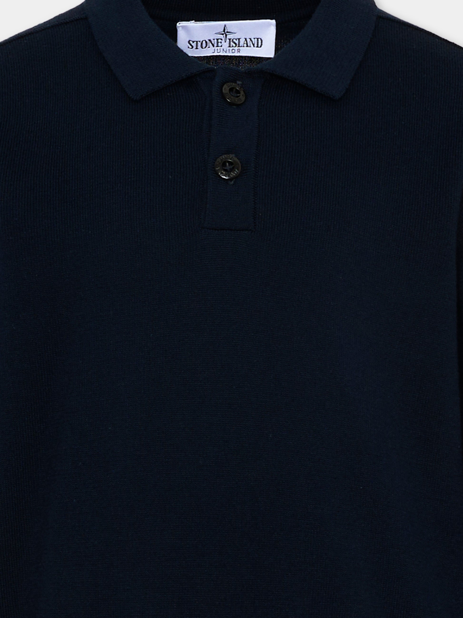 Polo blu per bambino con Compass Patch,Stone Island Junior,L1S16 5100008 S00B2 - V0020