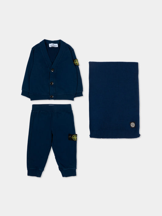 Completo sportivo blu per neonati con coperta,Stone Island Junior,L1S16 M200001 S0917 - V0020