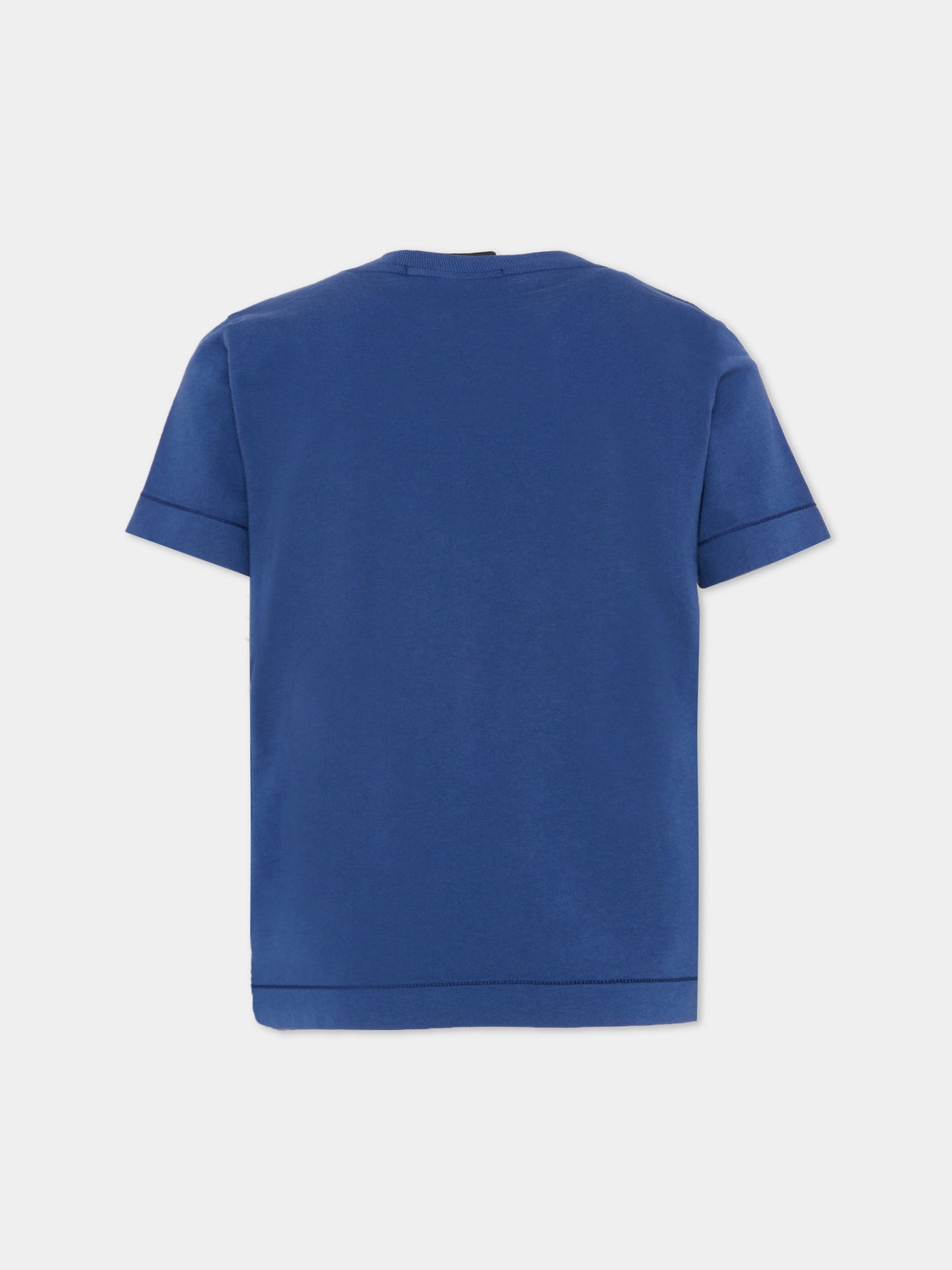 T-shirt blu per bambini con logo patch,Stone Island Junior,L1S16 2100002 S0047 - V0028