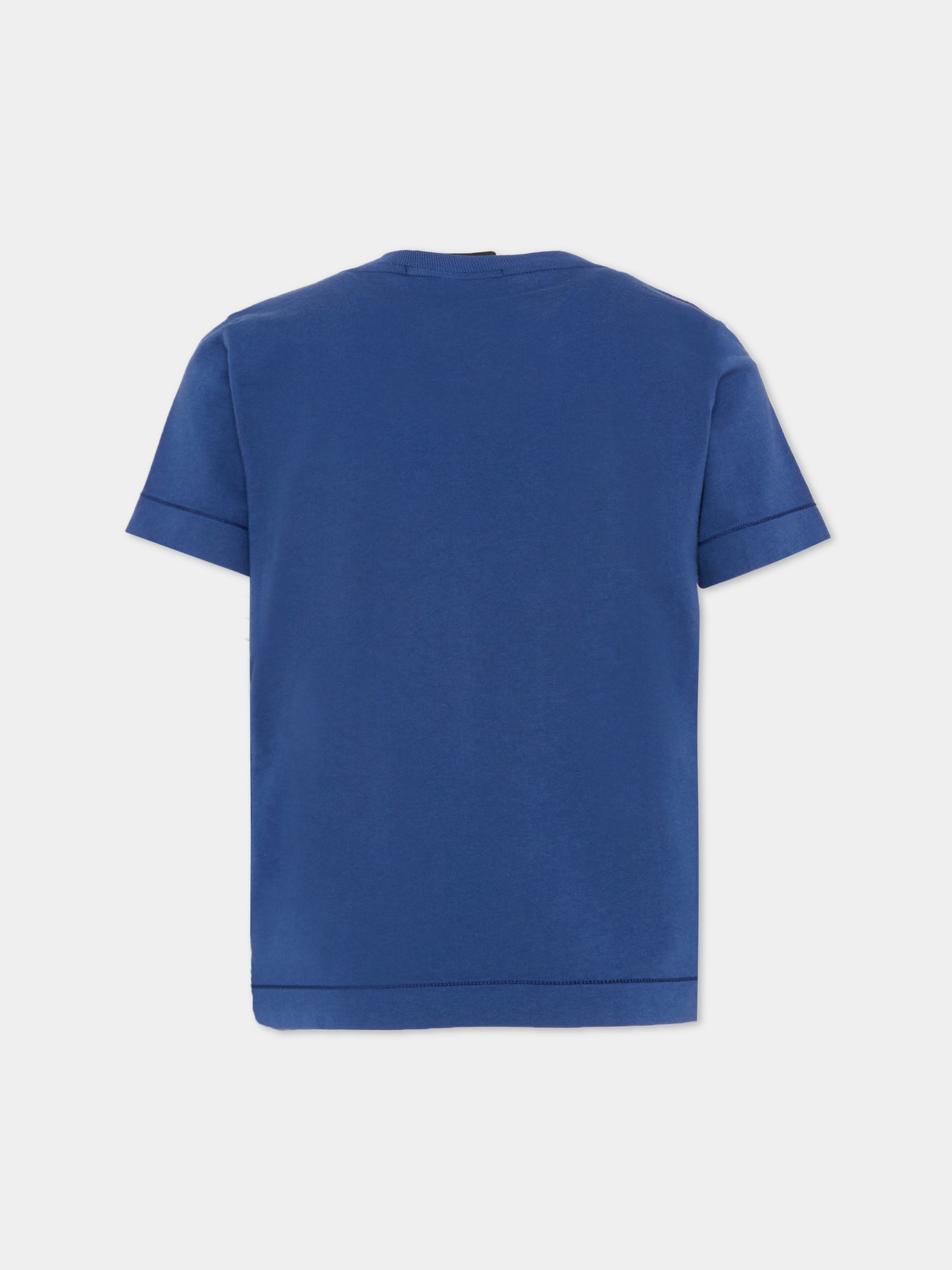 T-shirt blu per bambini con logo patch,Stone Island Junior,L1S16 2100002 S0047 - V0028