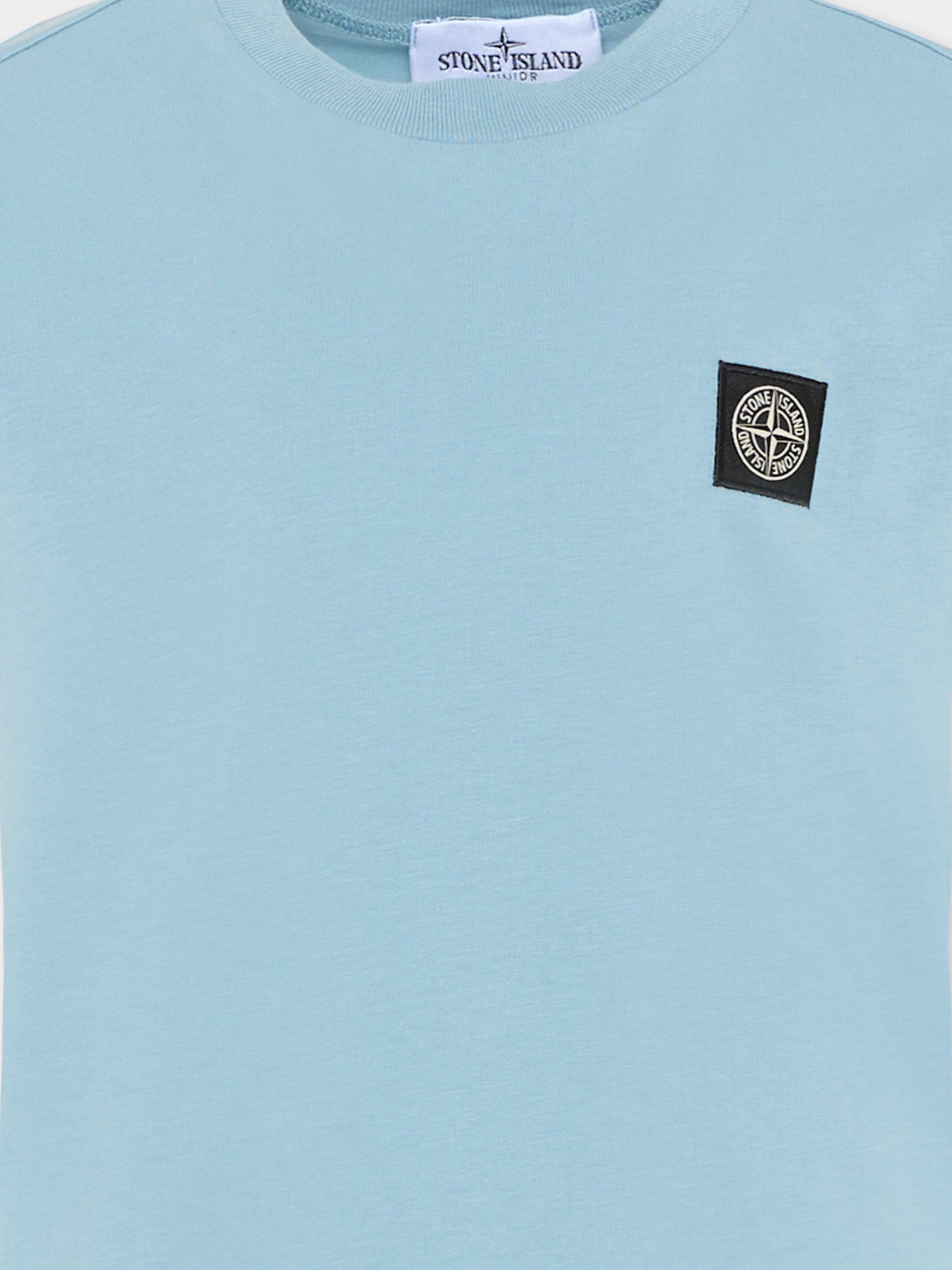 T-shirt celeste per bambino con logo,Stone Island Junior,L1S16 2100002 S0047 - V004A
