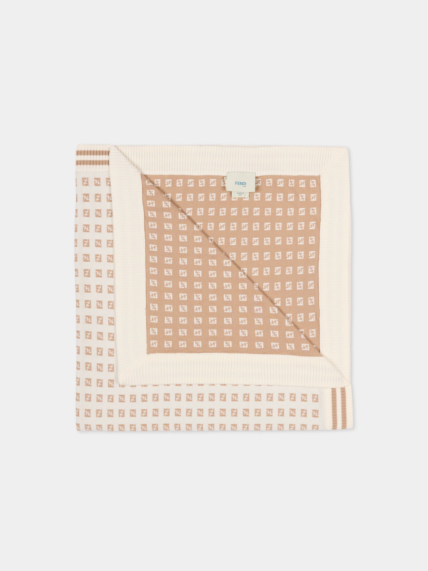 Coperta avorio per neonati con FF,Fendi Kids,BUJ325 AYMY F1PCP
