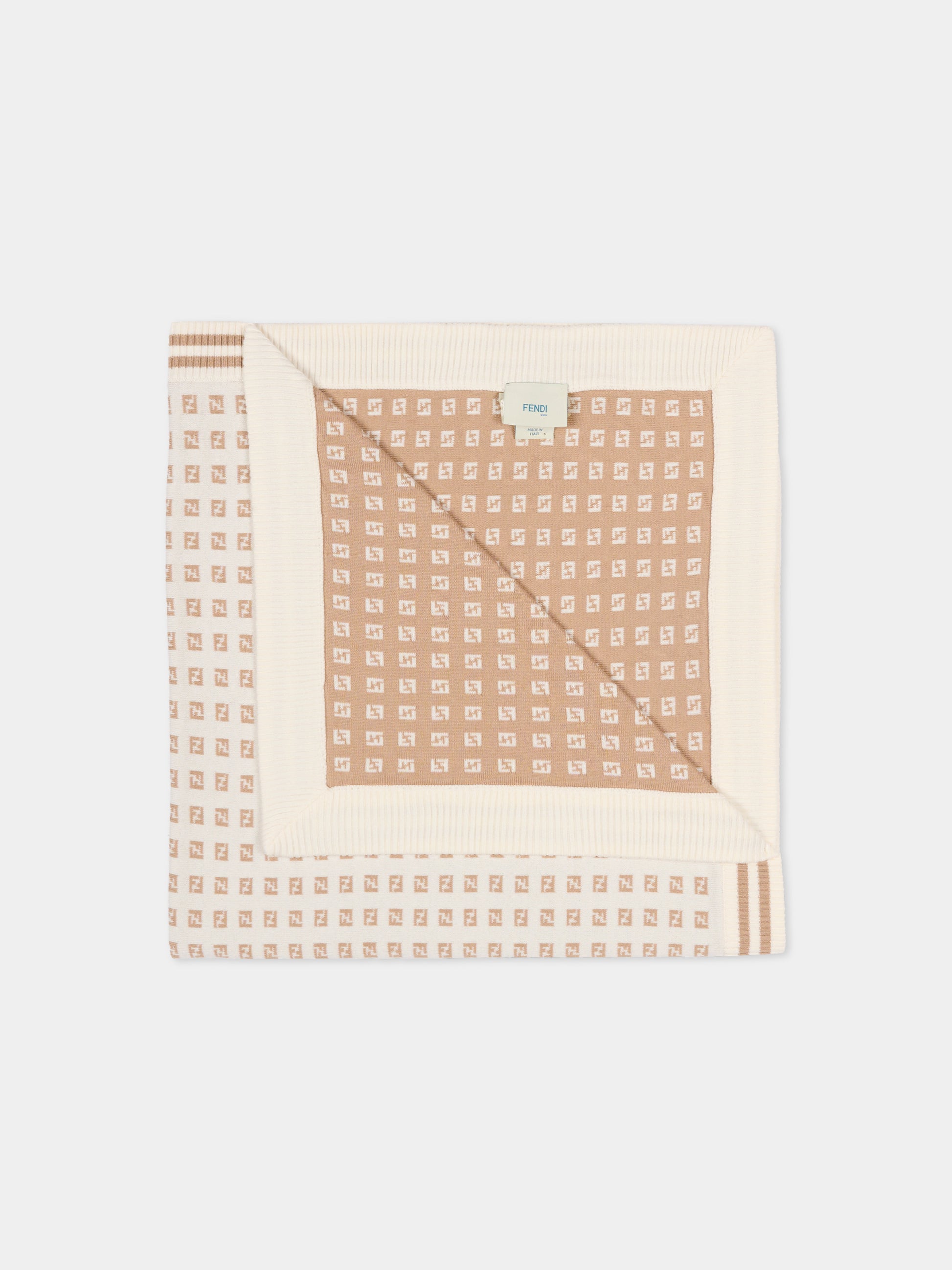 Coperta avorio per neonati con FF,Fendi Kids,BUJ325 AYMY F1PCP