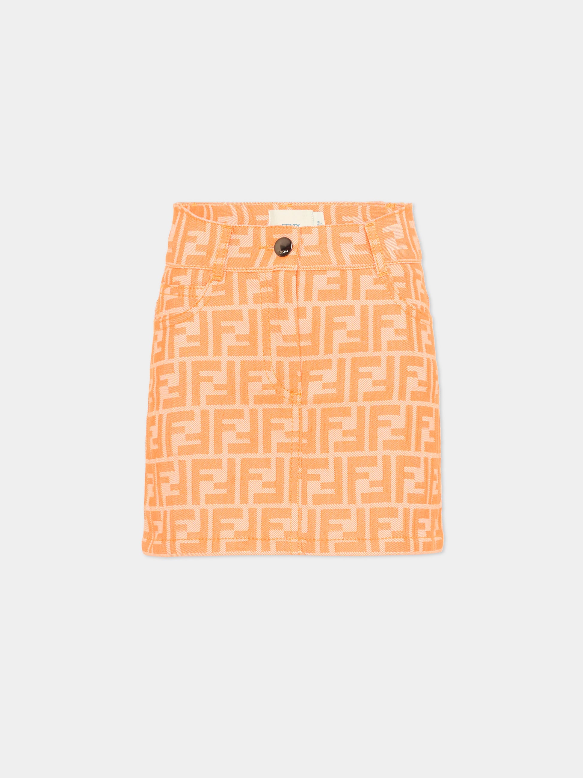 Gonna arancione per bambina con monogram FF,Fendi Kids,JFE203 AVW1 F1JYS