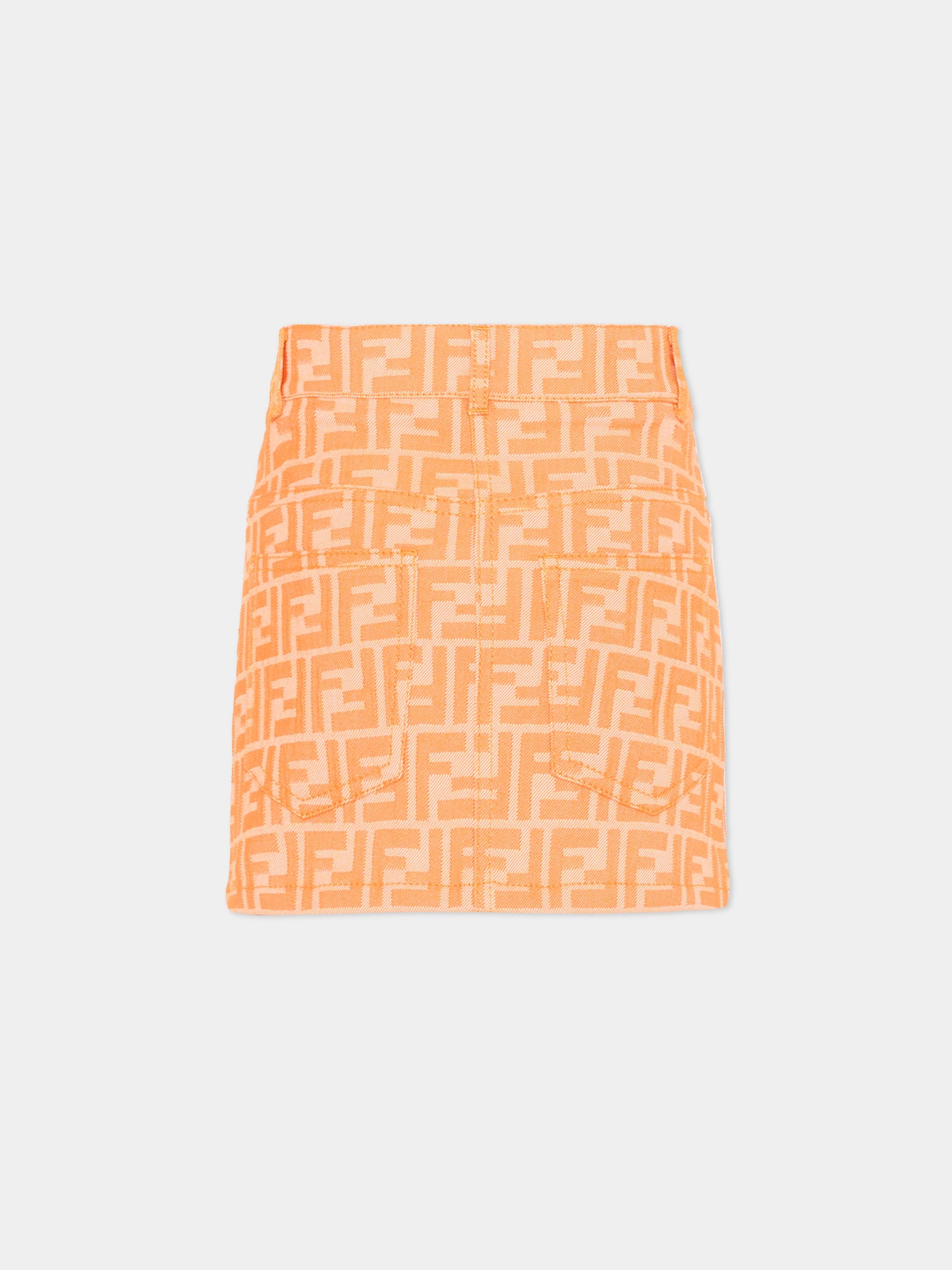 Gonna arancione per bambina con monogram FF,Fendi Kids,JFE203 AVW1 F1JYS