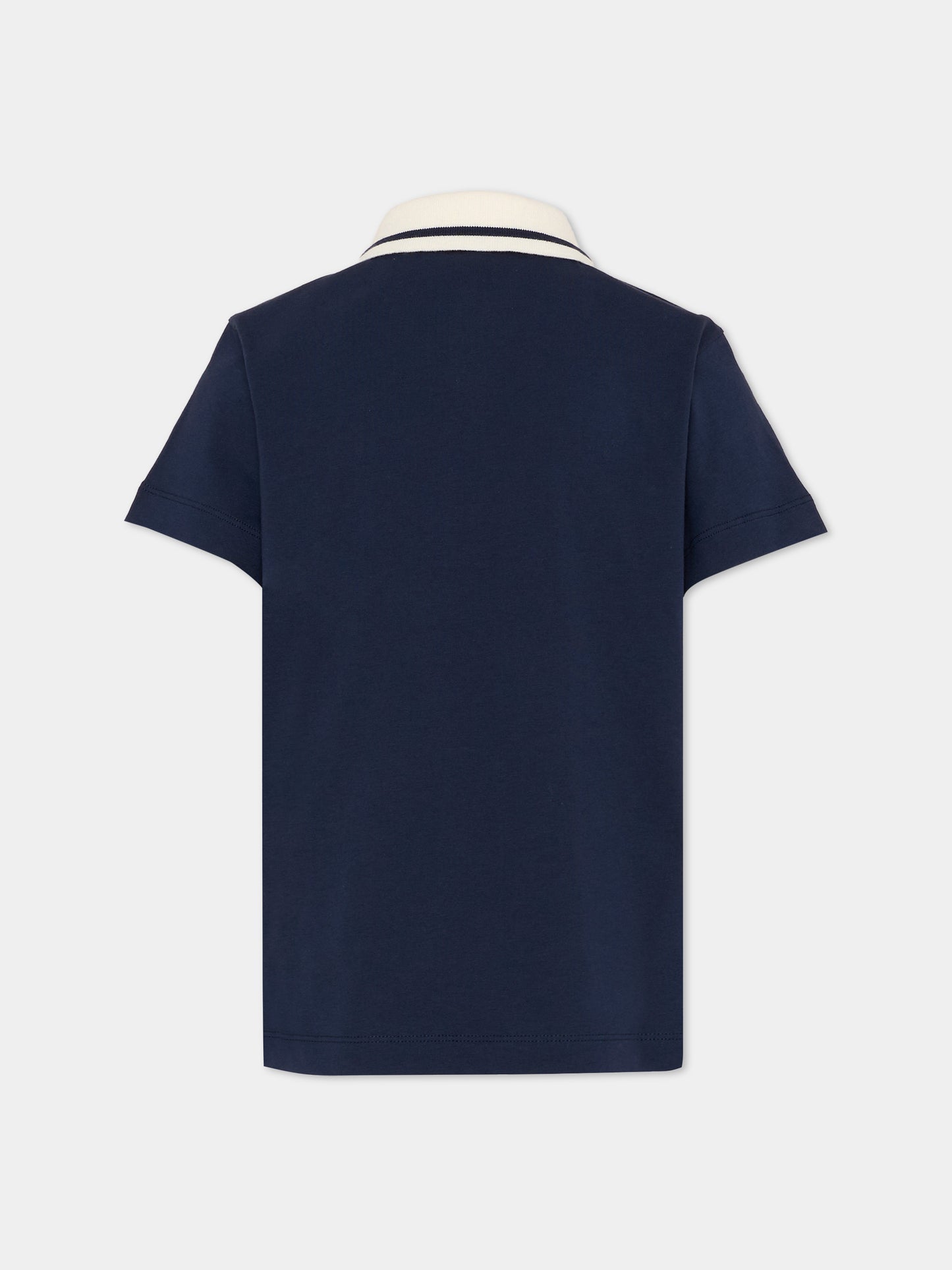 Polo blu per bambini con logo,Fendi Kids,JMI496 7AJ F0QG0