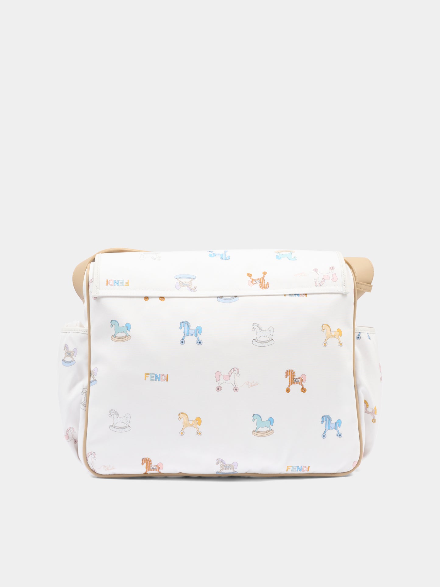 Borsa mamma bianca per neonati con cavallini,Fendi Kids,7VB020 ARE2 F1V6A