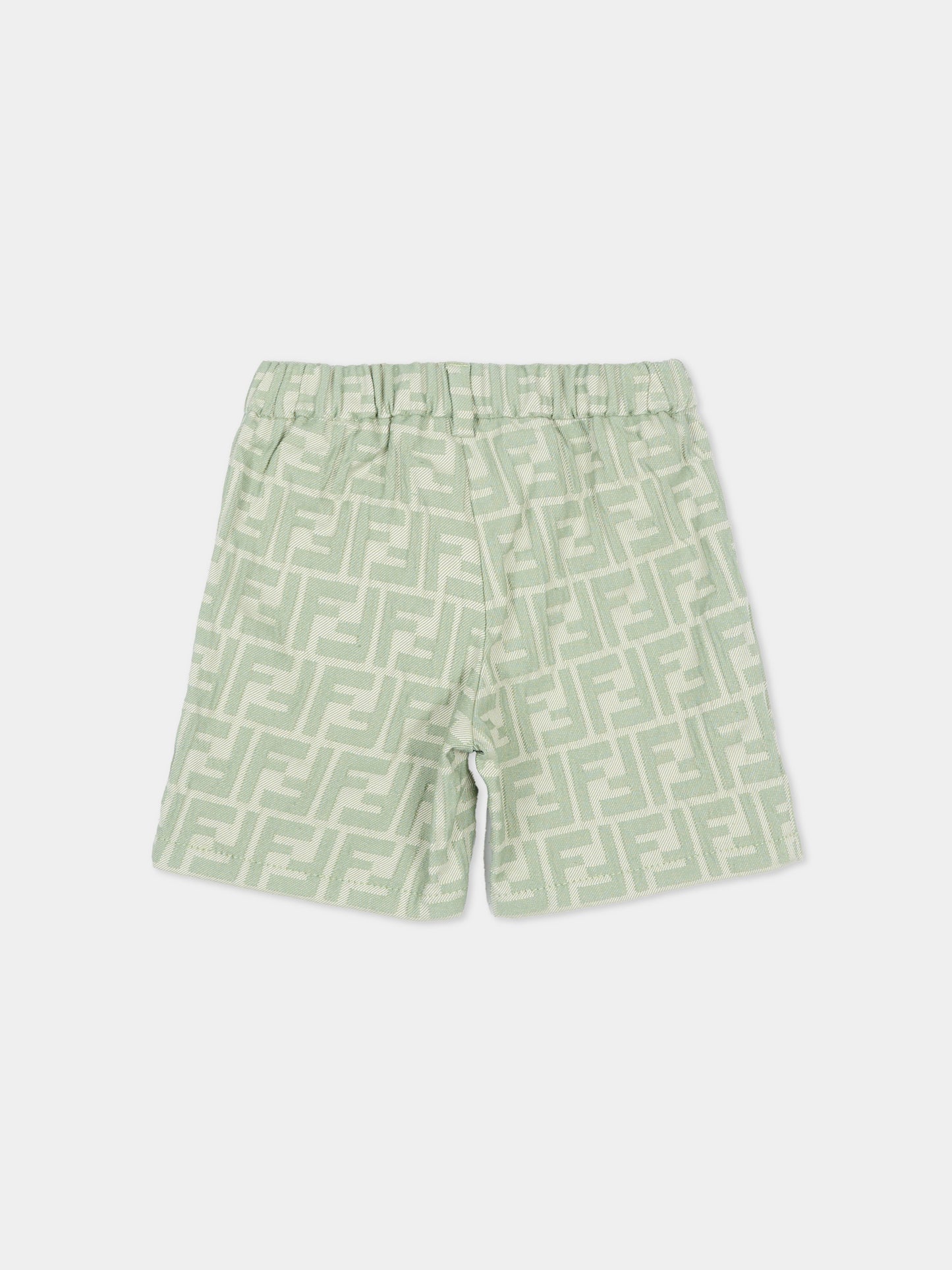 Shorts verdi per neonato con monogramma FF,Fendi Kids,BMF266 AVW1 F1DS6