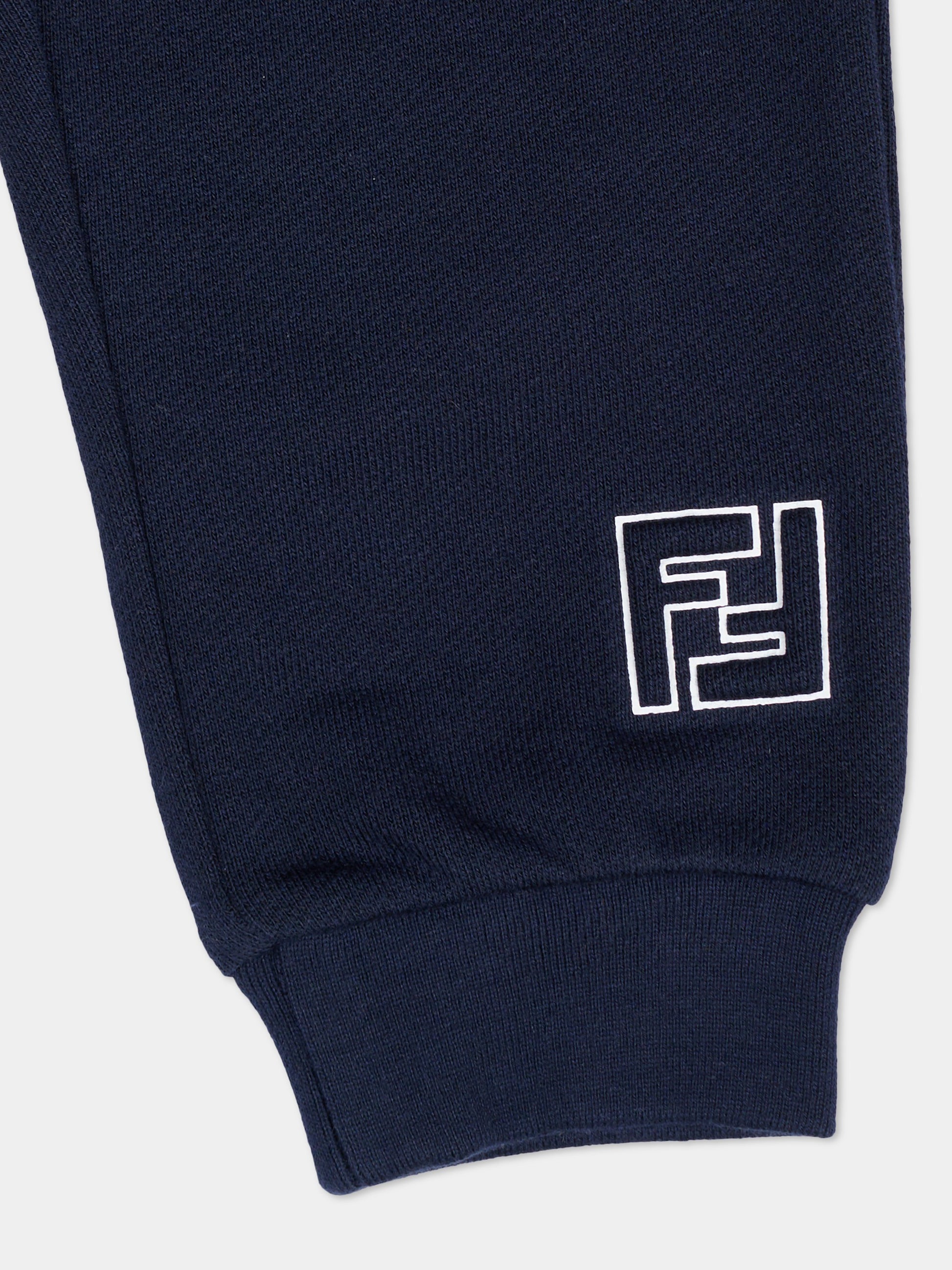 Pantaloni blu per neonati con FF,Fendi Kids,BUF254 5V0 F0QG0