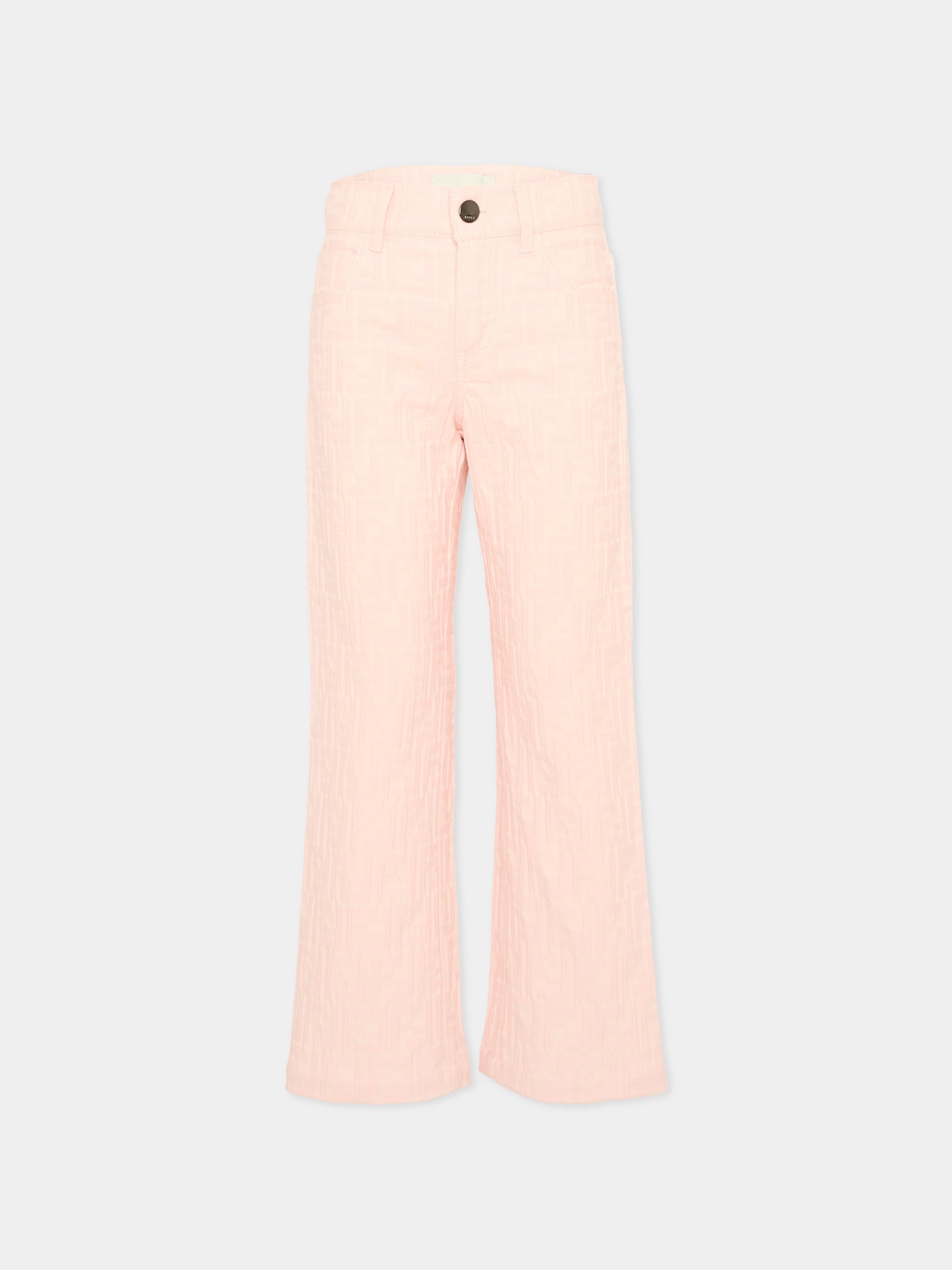 Jeans rosa per bambina monogramma FF,Fendi Kids,JUF176 AVW1 F1UL9