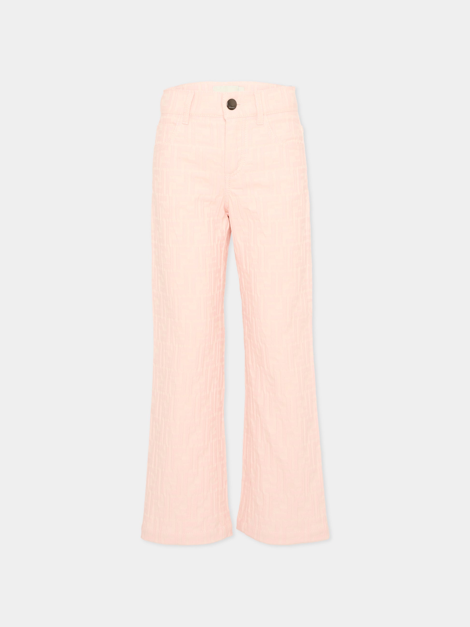 Jeans rosa per bambina monogramma FF,Fendi Kids,JUF176 AVW1 F1UL9