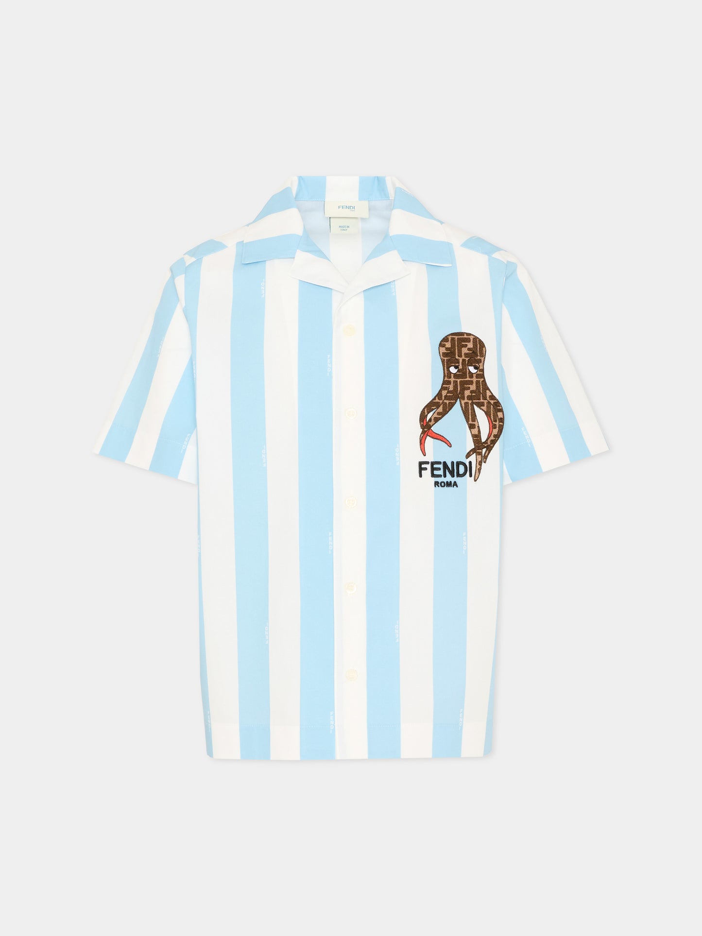 Camicia multicolor per bambino con logo,Fendi Kids,JMC208 AVWF F1UVS