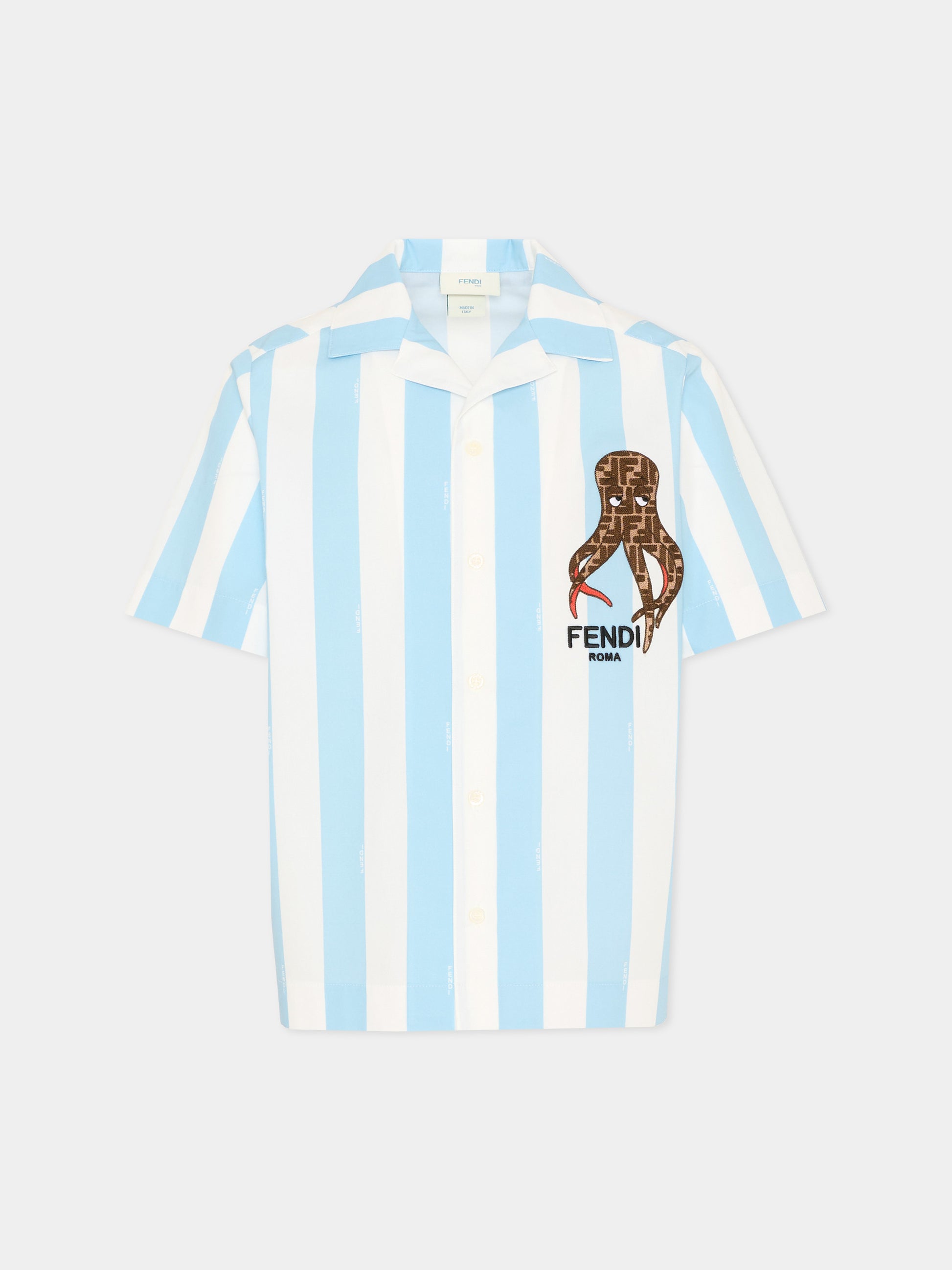 Camicia multicolor per bambino con logo,Fendi Kids,JMC208 AVWF F1UVS