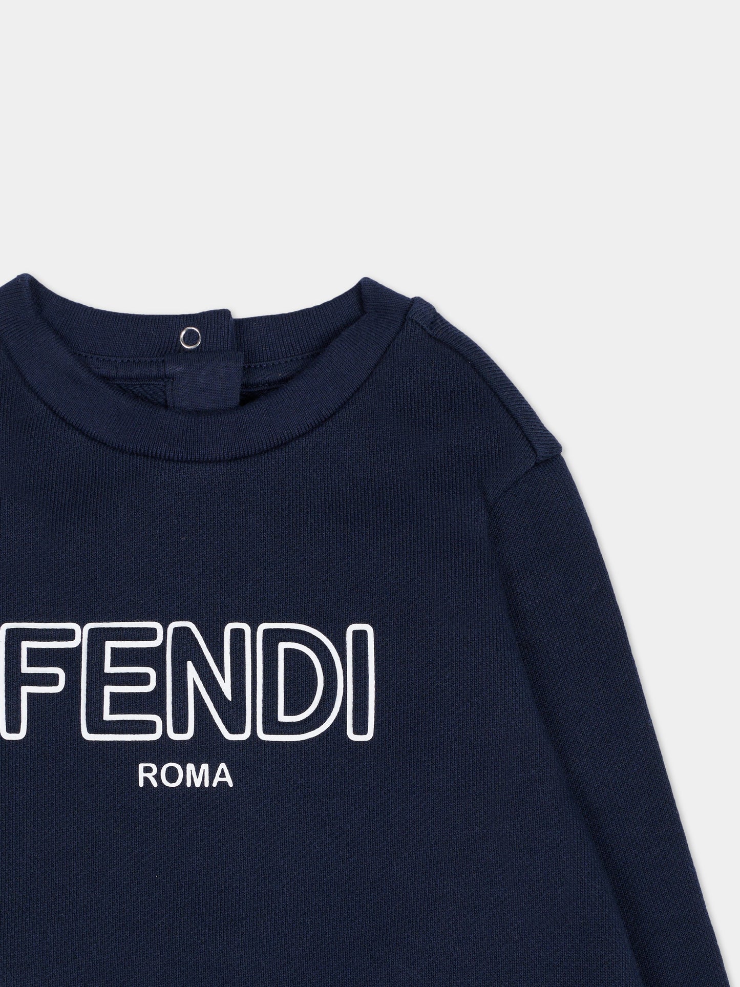 Felpa blu per neonati con logo,Fendi Kids,BUH089 5V0 F0QG0