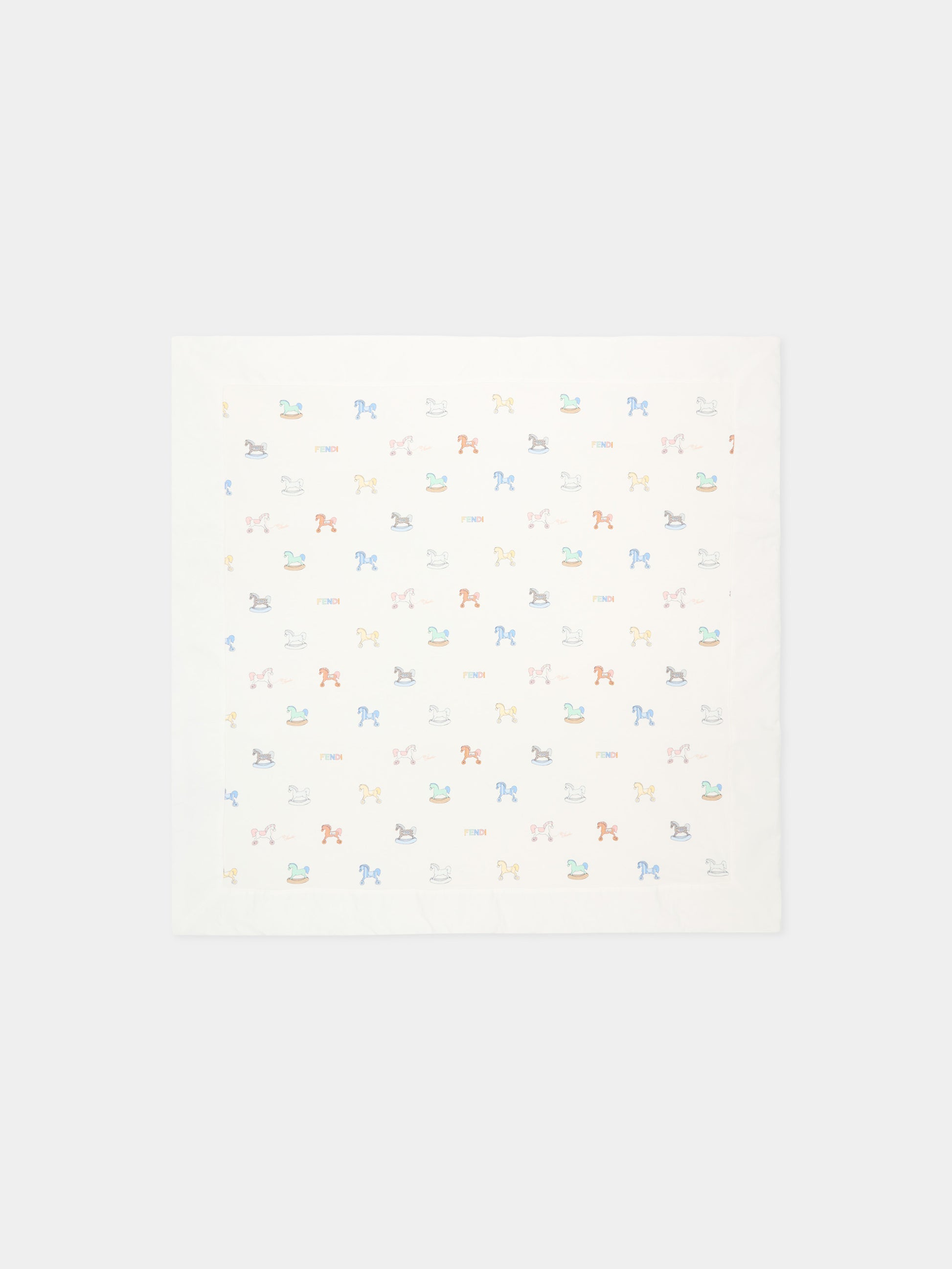 Coperta avorio per neonati con cavallo a dondolo,Fendi Kids,BUJ334 AVW8 F0ZA0