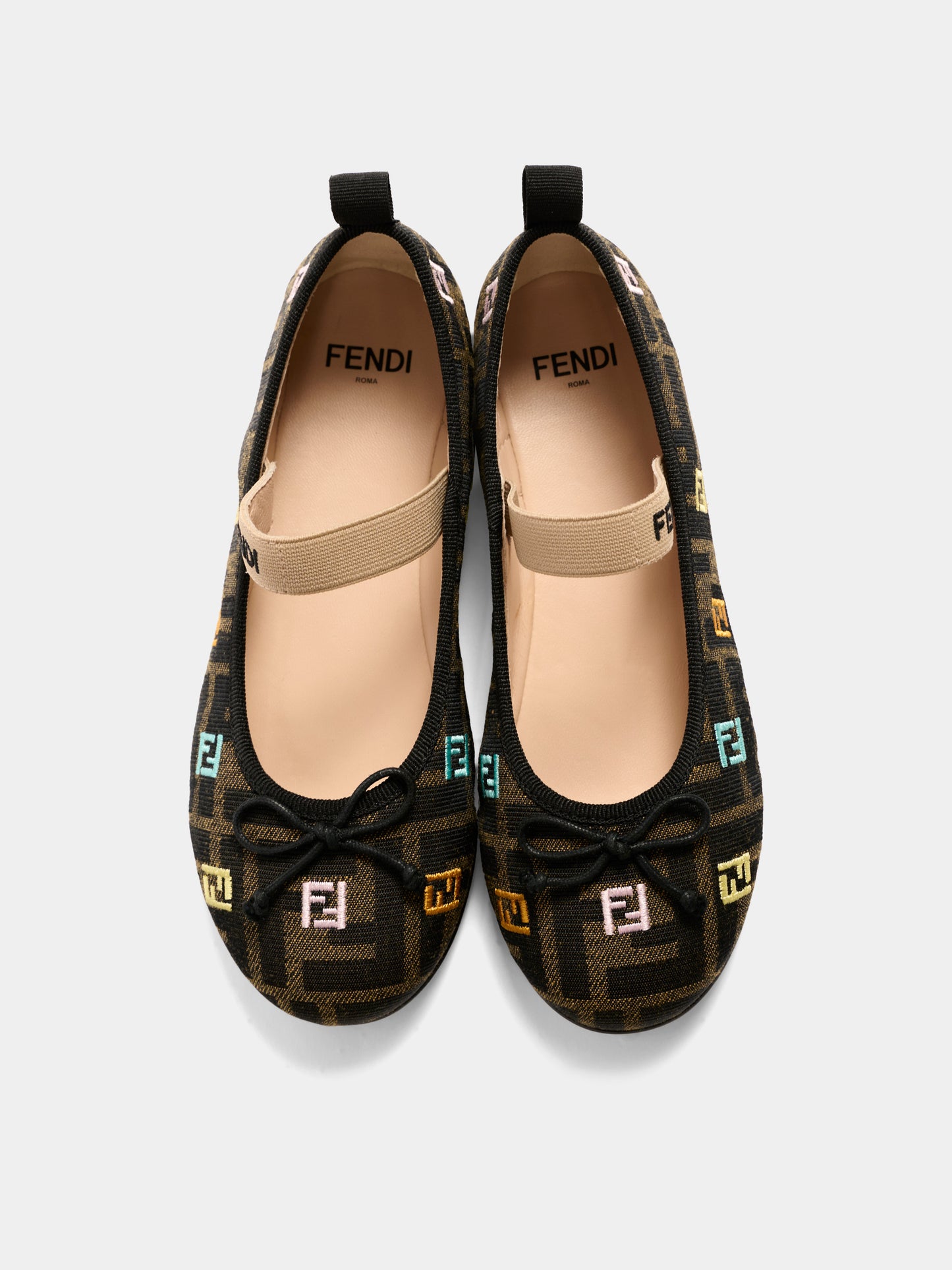 Ballerine marroni per bambina monogram,Fendi Kids,JFR566 AWK2 F1HFI