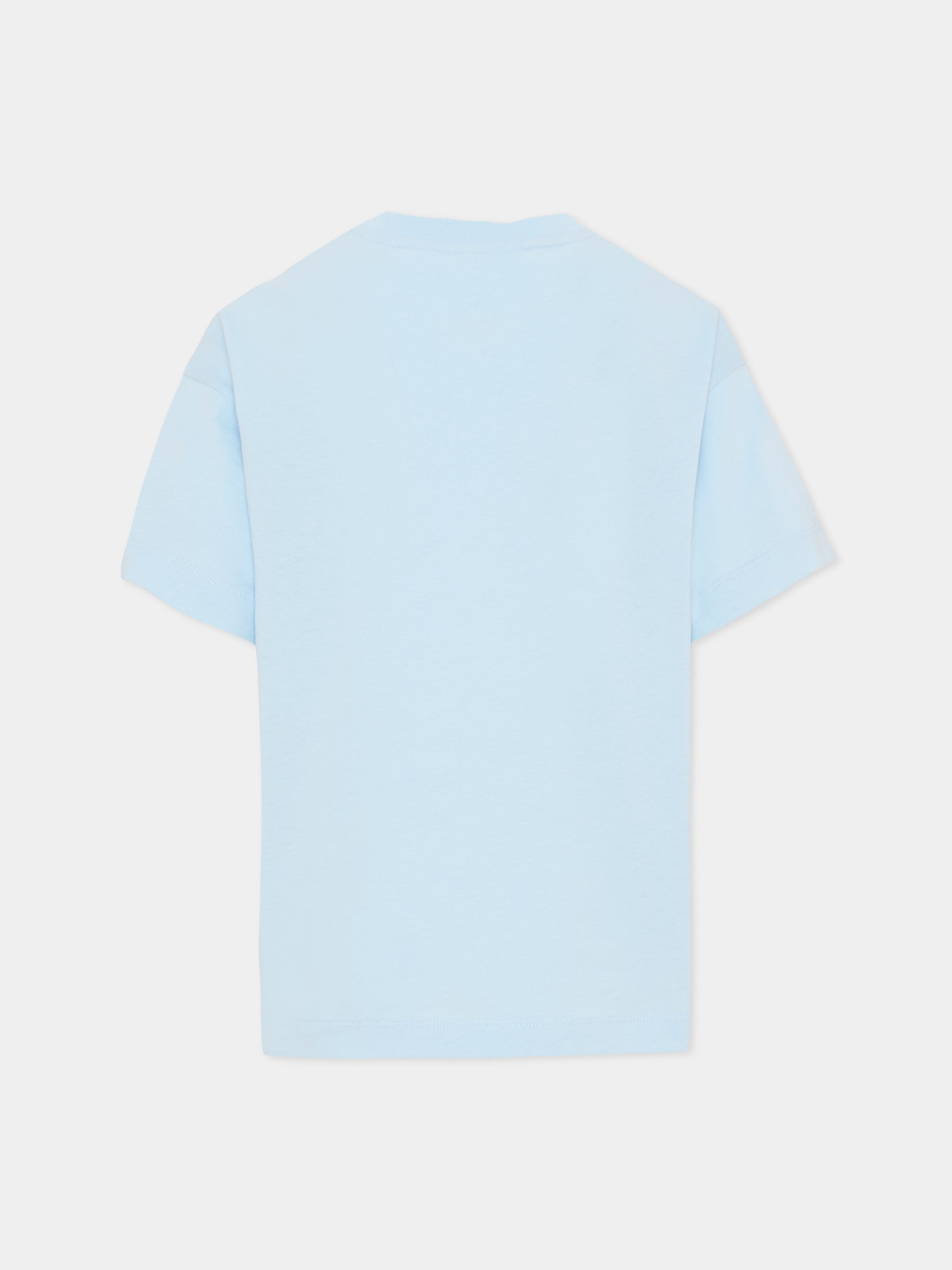 T-shirt celeste per bambino con logo,Fendi Kids,JUI201 7AJ F0EX7