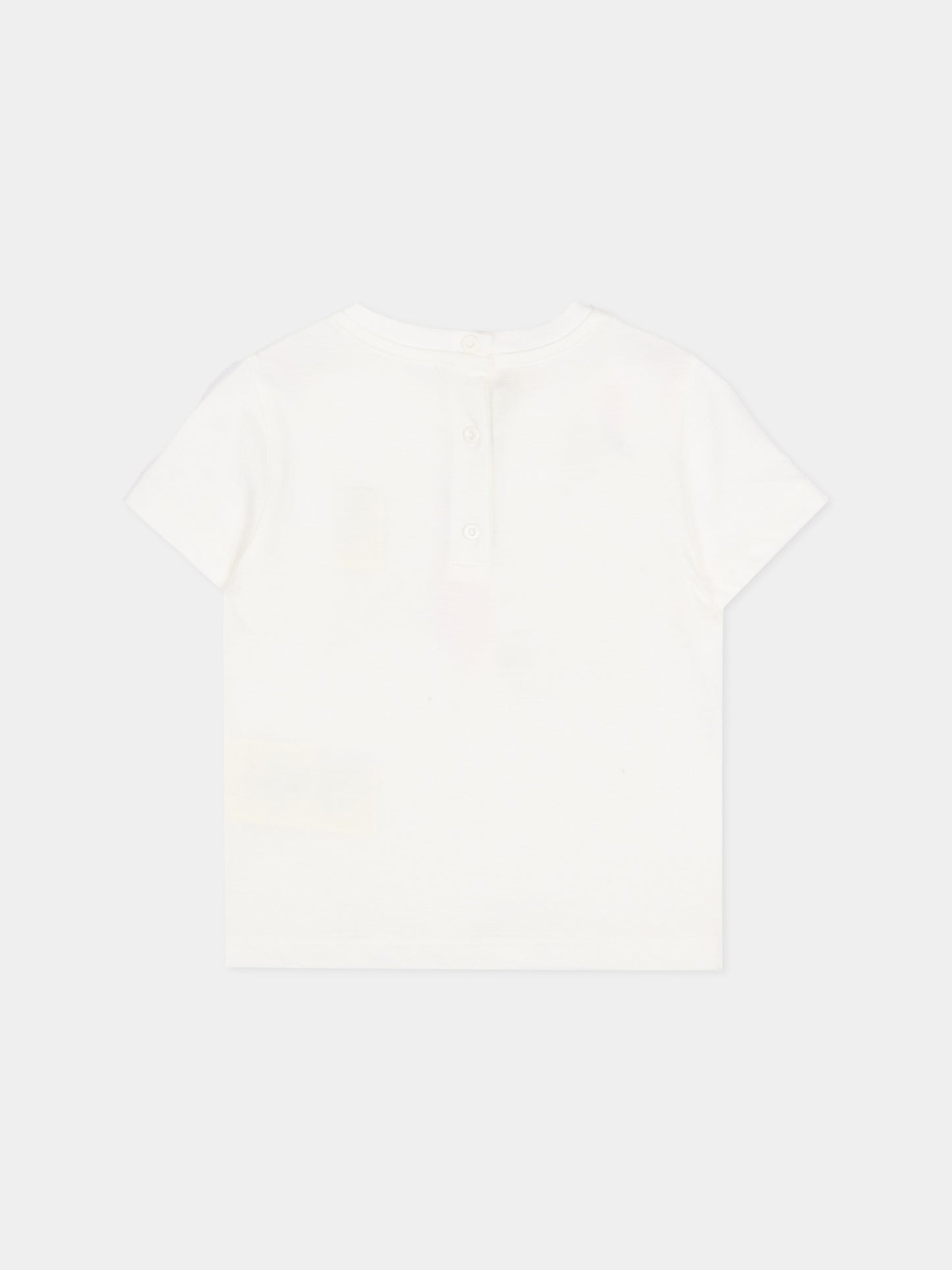 T-shirt avorio per neonata con stampa fiocco,Fendi Kids,BFI174 7AJ F0TU9