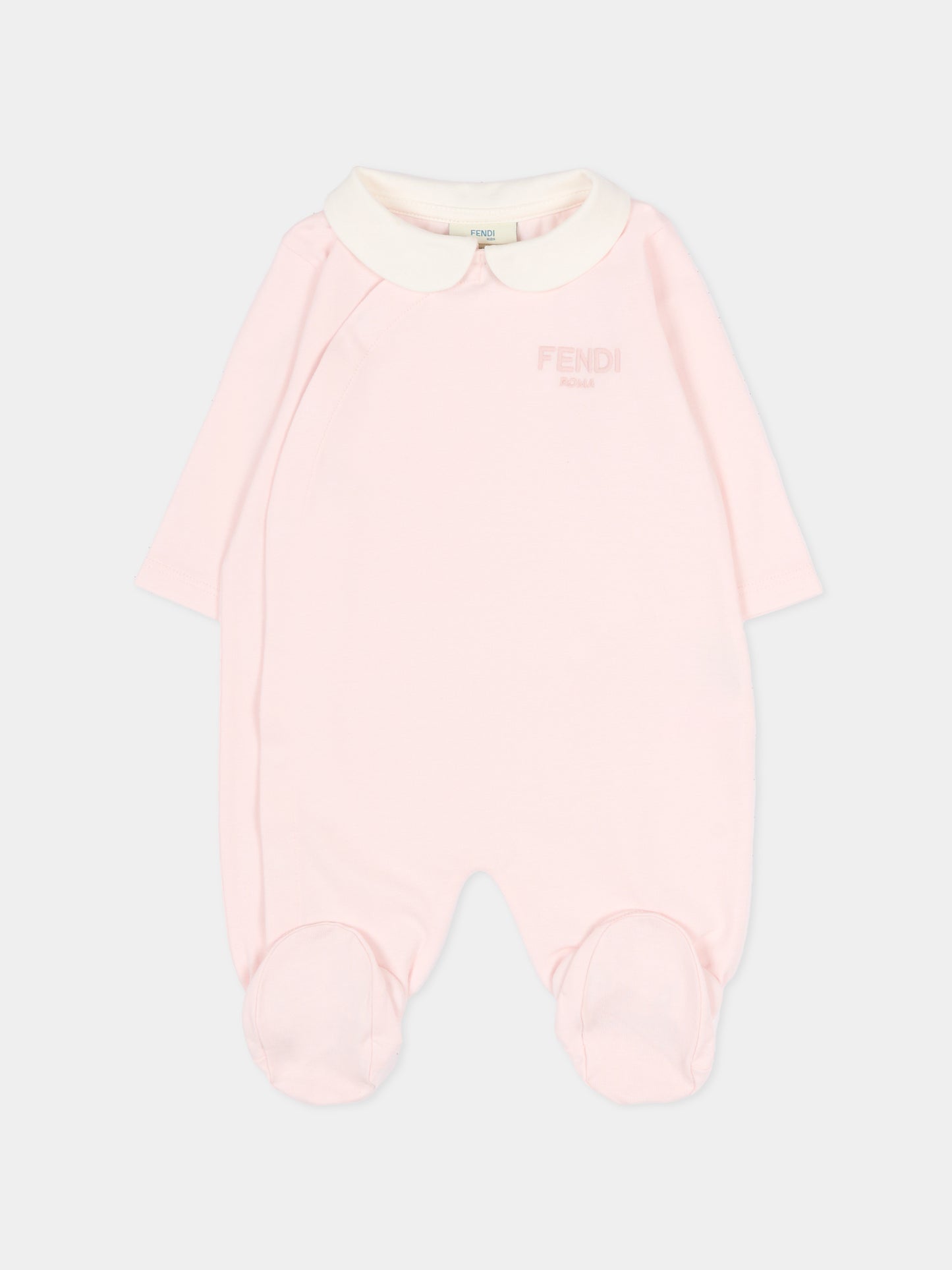 Set tutina rosa per neonata con logo ricamato,Fendi Kids,BUK154 ST8 F0C11