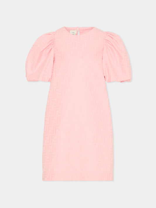 Vestito rosa per bambina con FF,Fendi Kids,JFB851 AS64 F1UL9
