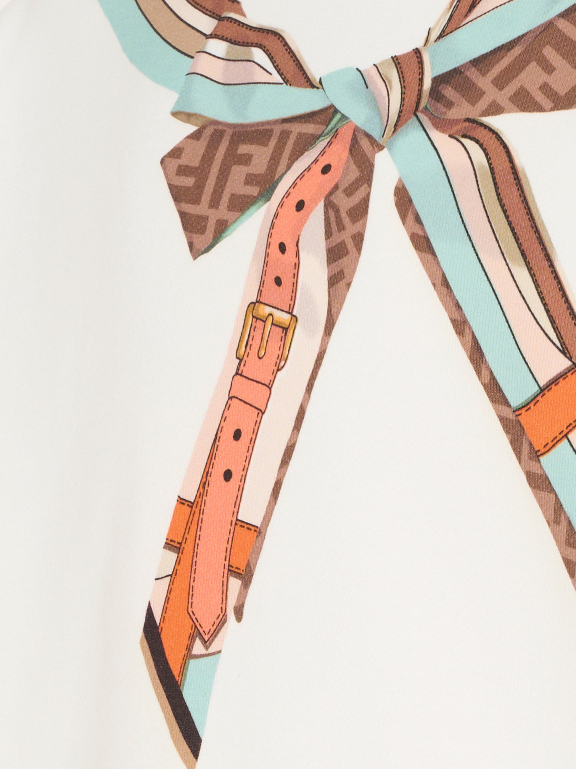 Felpa avorio per bambina con stampa fiocco,Fendi Kids,JFH163 5V0 F0TU9