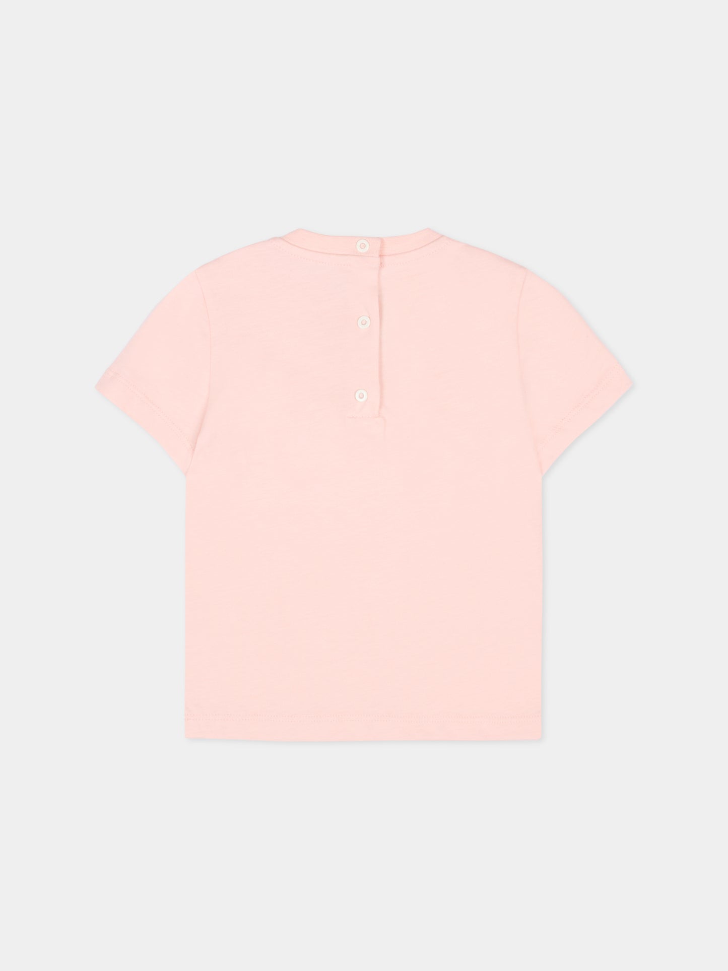 T-shirt rosa per neonata con logo,Fendi Kids,BUI110 7AJ F1UL9