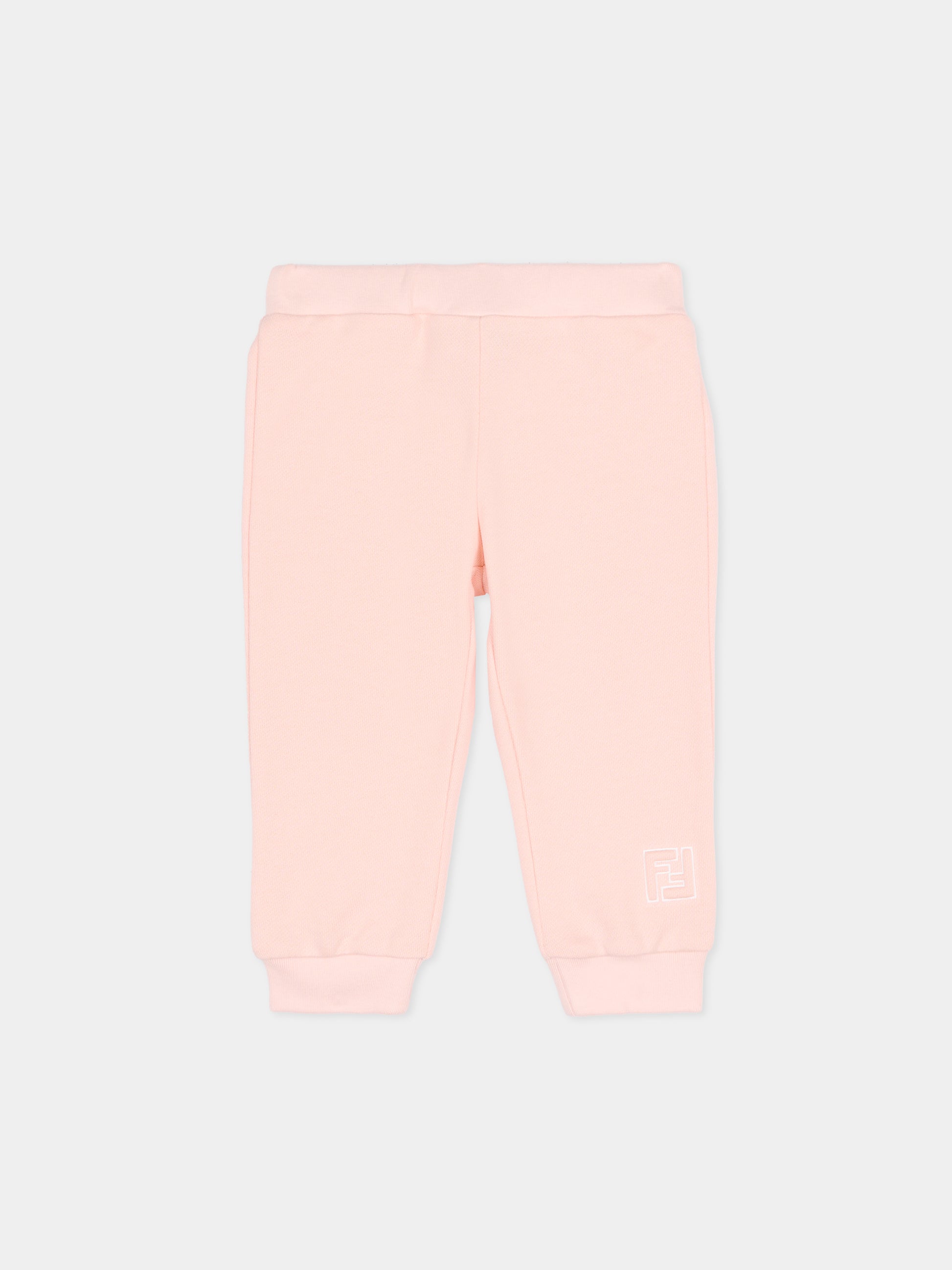Pantaloni rosa per neonata con FF,Fendi Kids,BUF254 5V0 F1UL9