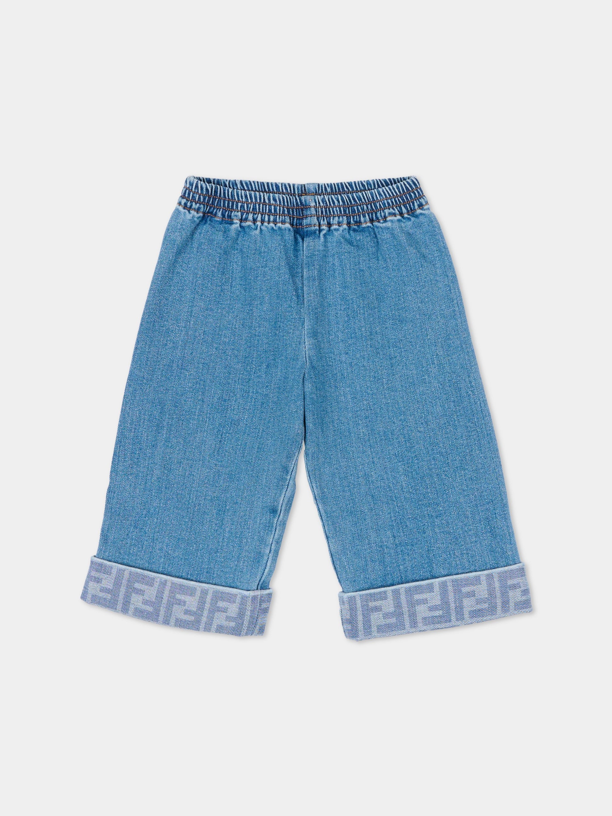 Jeans denim per neonata con FF,Fendi Kids,BUF261 AVVU F0QG0