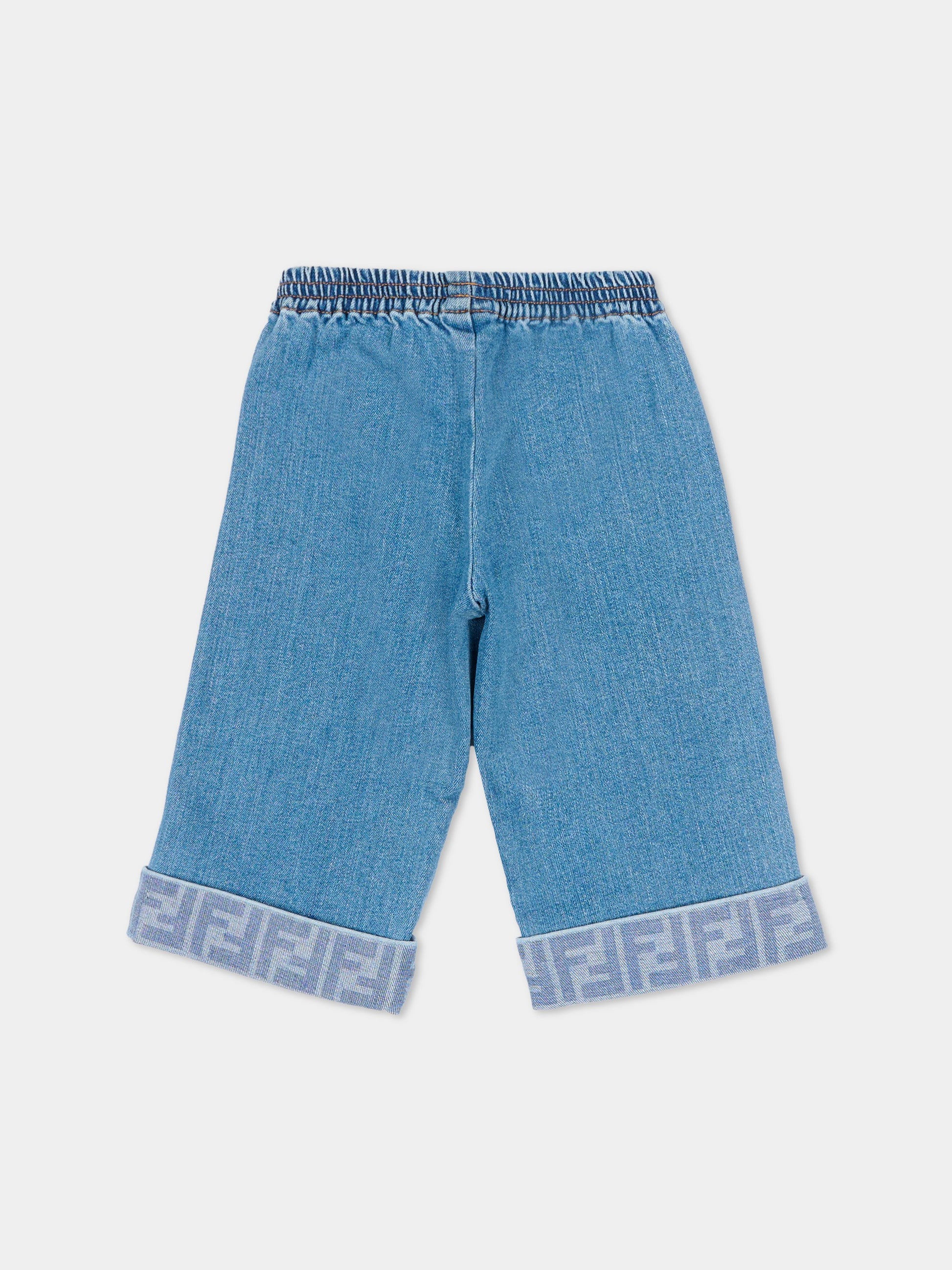 Jeans denim per neonata con FF,Fendi Kids,BUF261 AVVU F0QG0