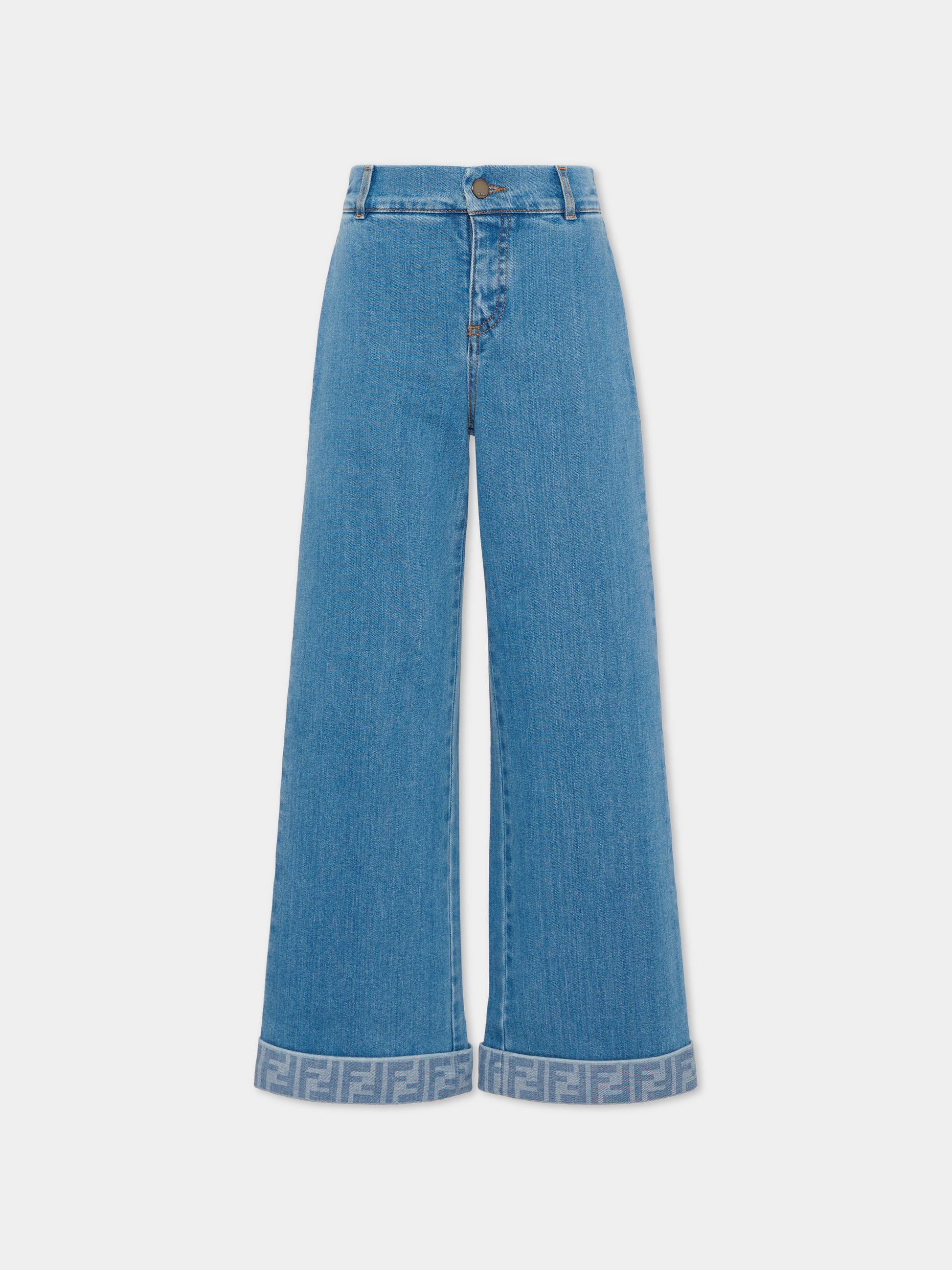Jeans denim per bambini con FF,Fendi Kids,JUF169 AVVU F0QG0