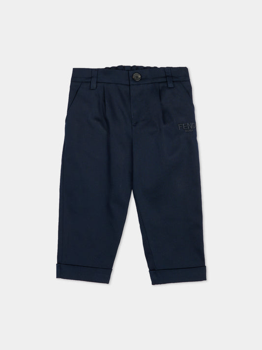 Pantaloni blu per neonato con logo,Fendi Kids,BMF271 AS5Y F0QG0