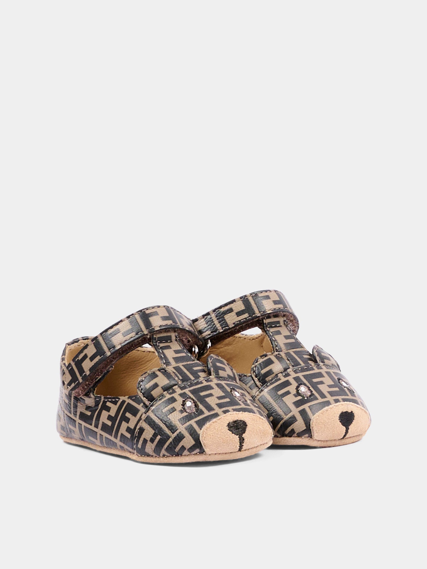 Occhi di bue marrone per neonati con logo,Fendi Kids,BUR574 AWKB F0HDP