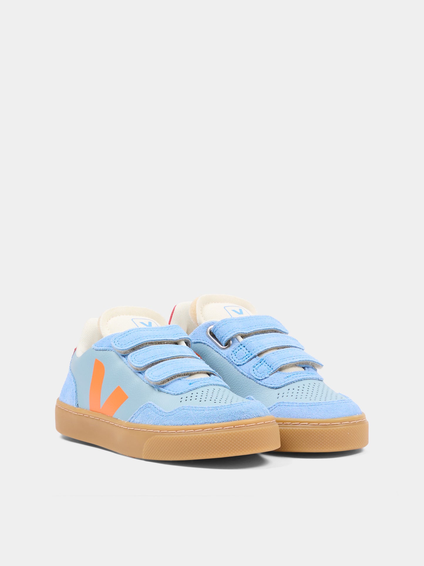 Sneakers V-90 celesti per bambino con logo,Veja,SX2021513C