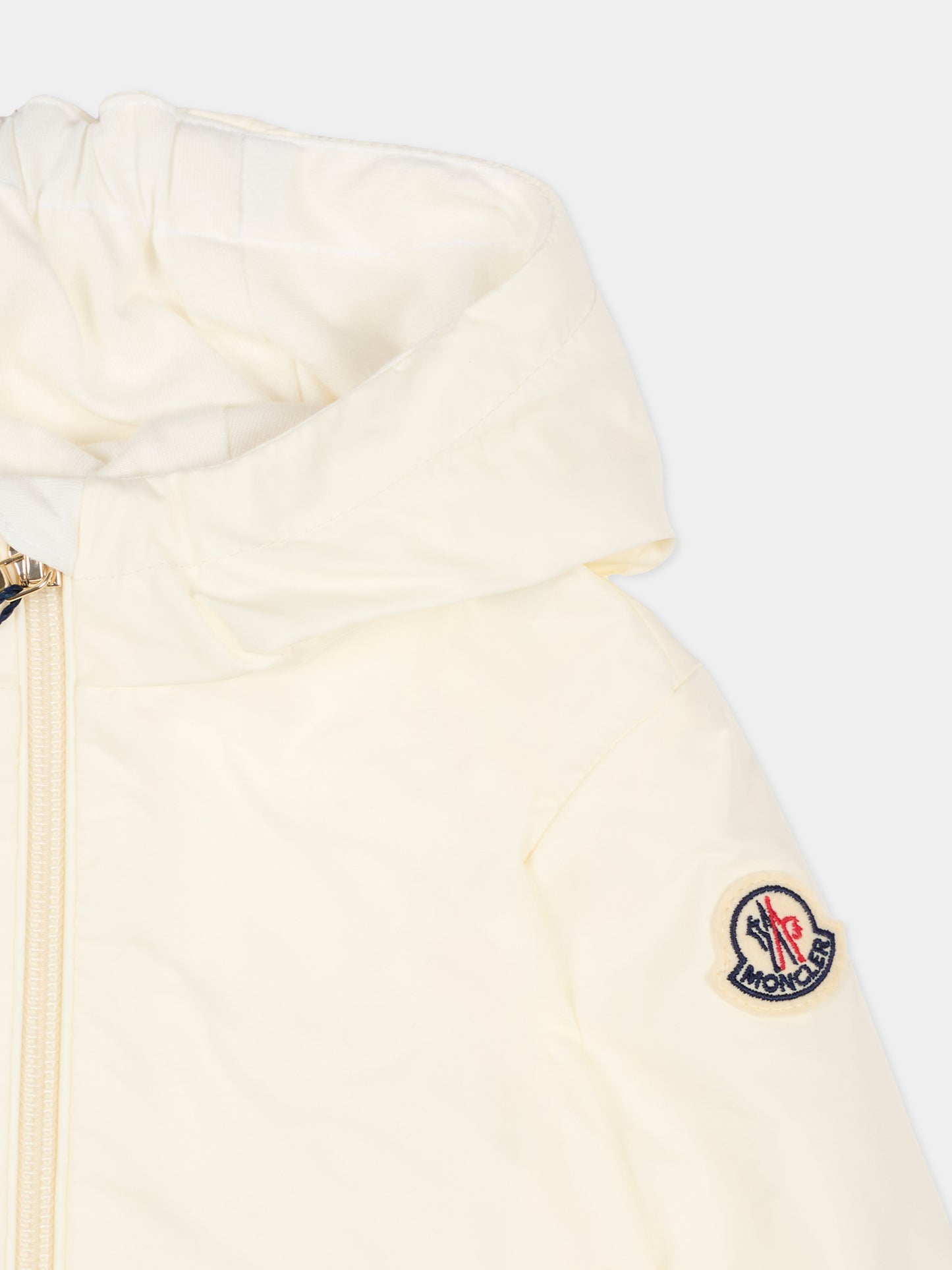 Giacca a vento Nigar avorio per neonata con logo,Moncler Kids,L1951 1A00011 53A5E 034