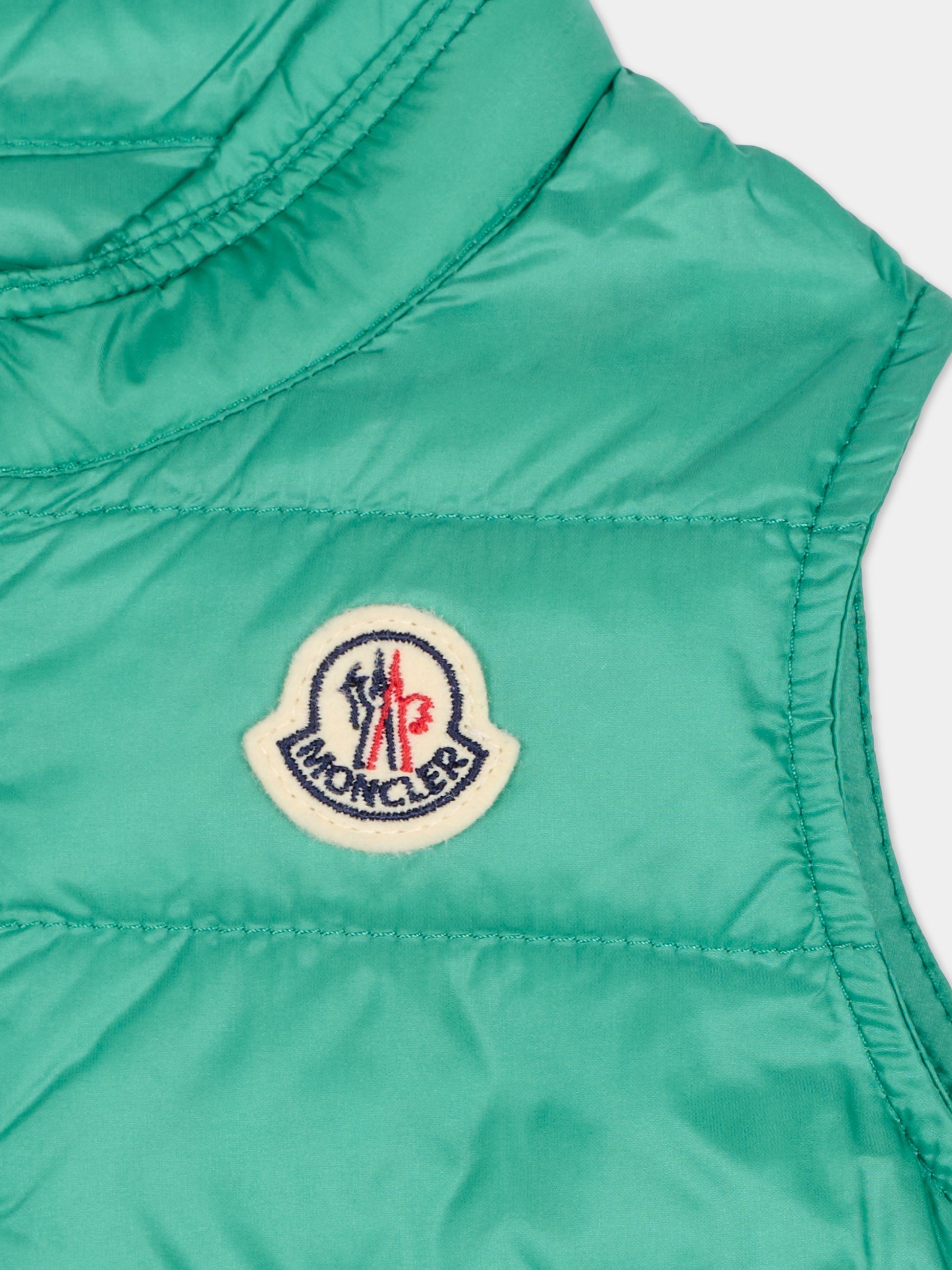 Gilet New Amaury verde per neonato con logo,Moncler Kids,L1951 1A00023 597YF 845