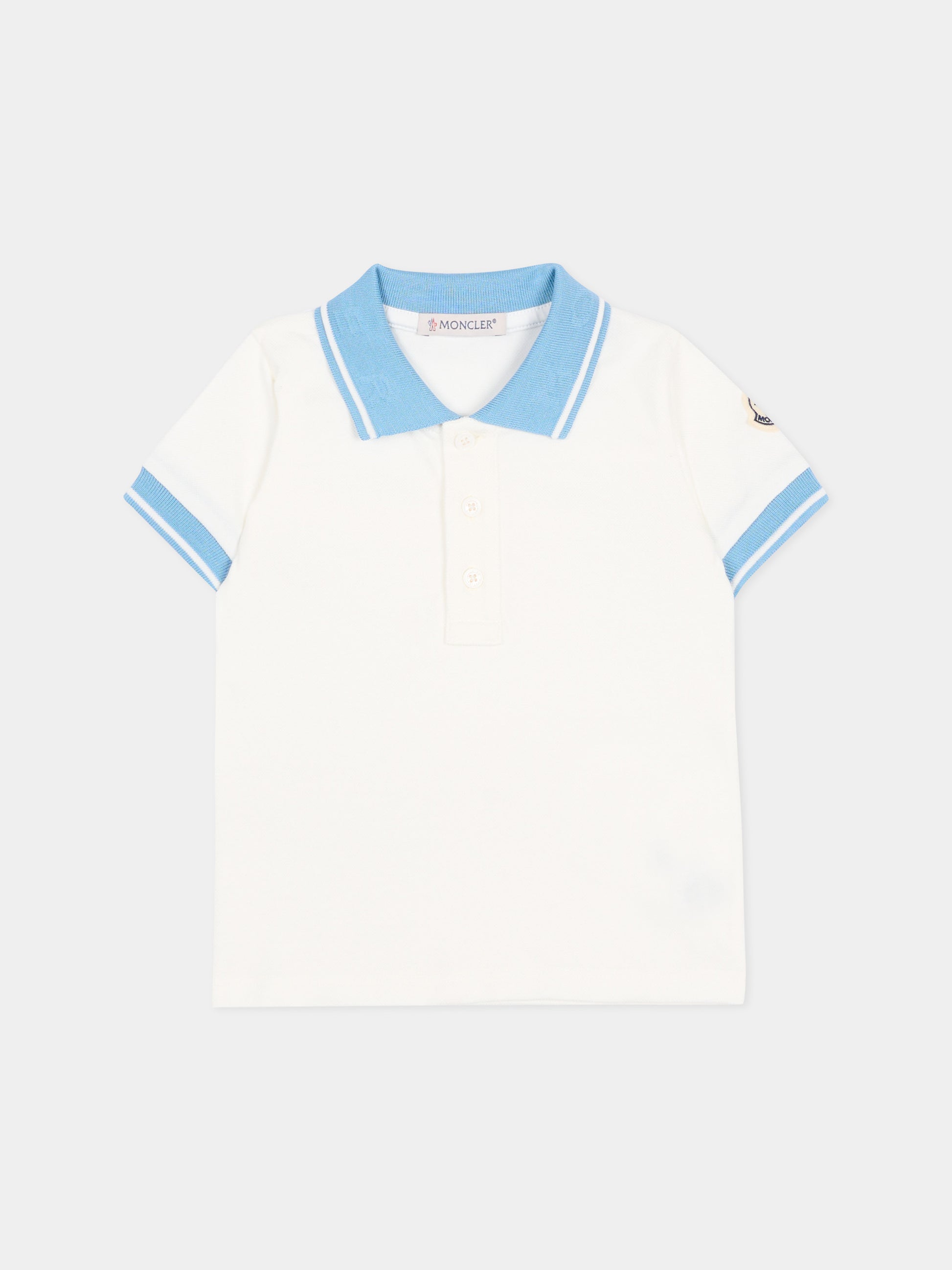 Polo bianca per neonato con logo,Moncler Kids,L1951 8A00001 8496F 034