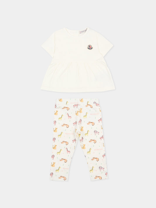 Completo multicolor per neonata con animali,Moncler Kids,L1951 8M00007 89BB5 F00
