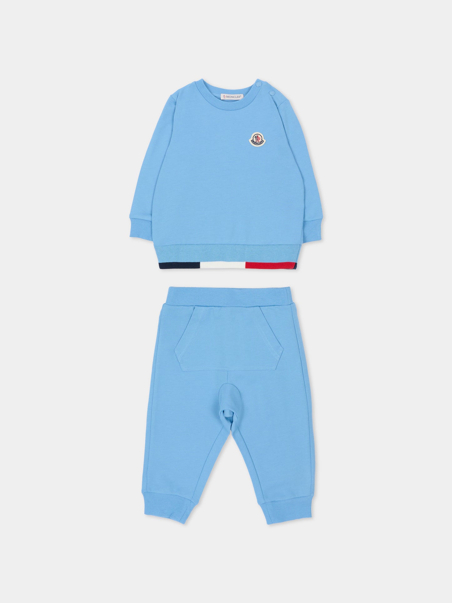 Completo azzurro per neonato con logo,Moncler Kids,L1951 8M00008 89AEB 70Q