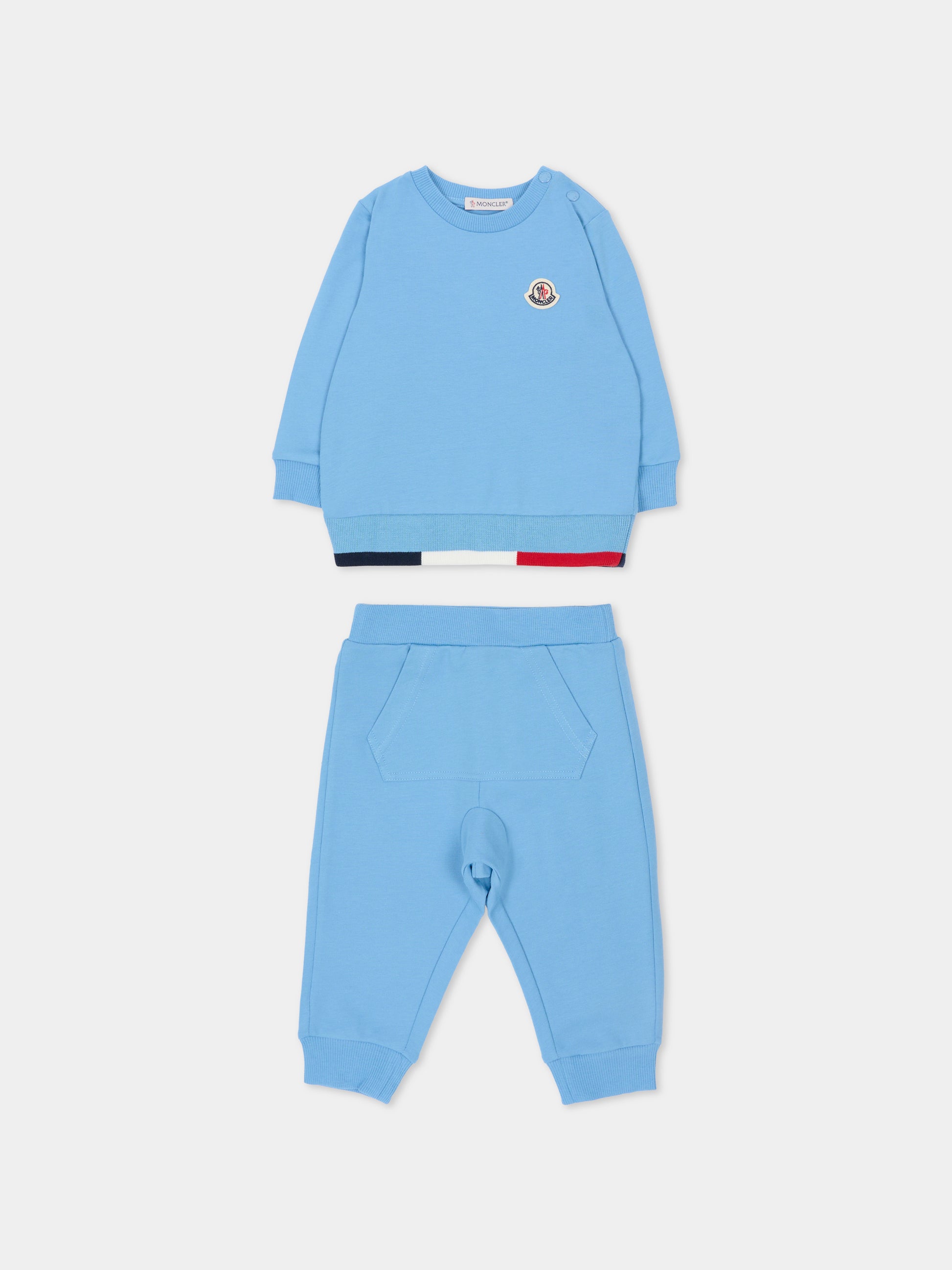 Completo azzurro per neonato con logo,Moncler Kids,L1951 8M00008 89AEB 70Q