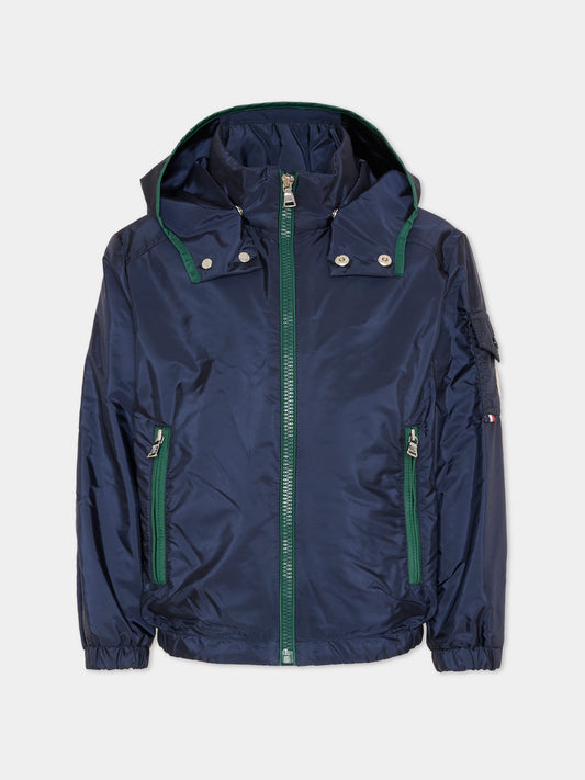 Giacca a vento Banu blu per bambino con logo,Moncler Kids,L1954 1A00010 539ZD 742