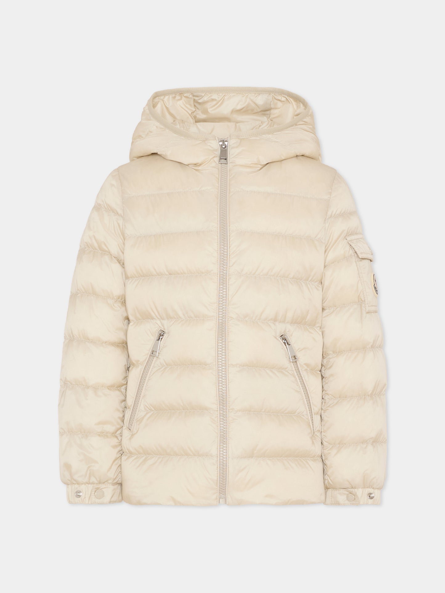 Piumino Gles avorio per bambina con logo,Moncler Kids,L1954 1A00031 597YF 20C